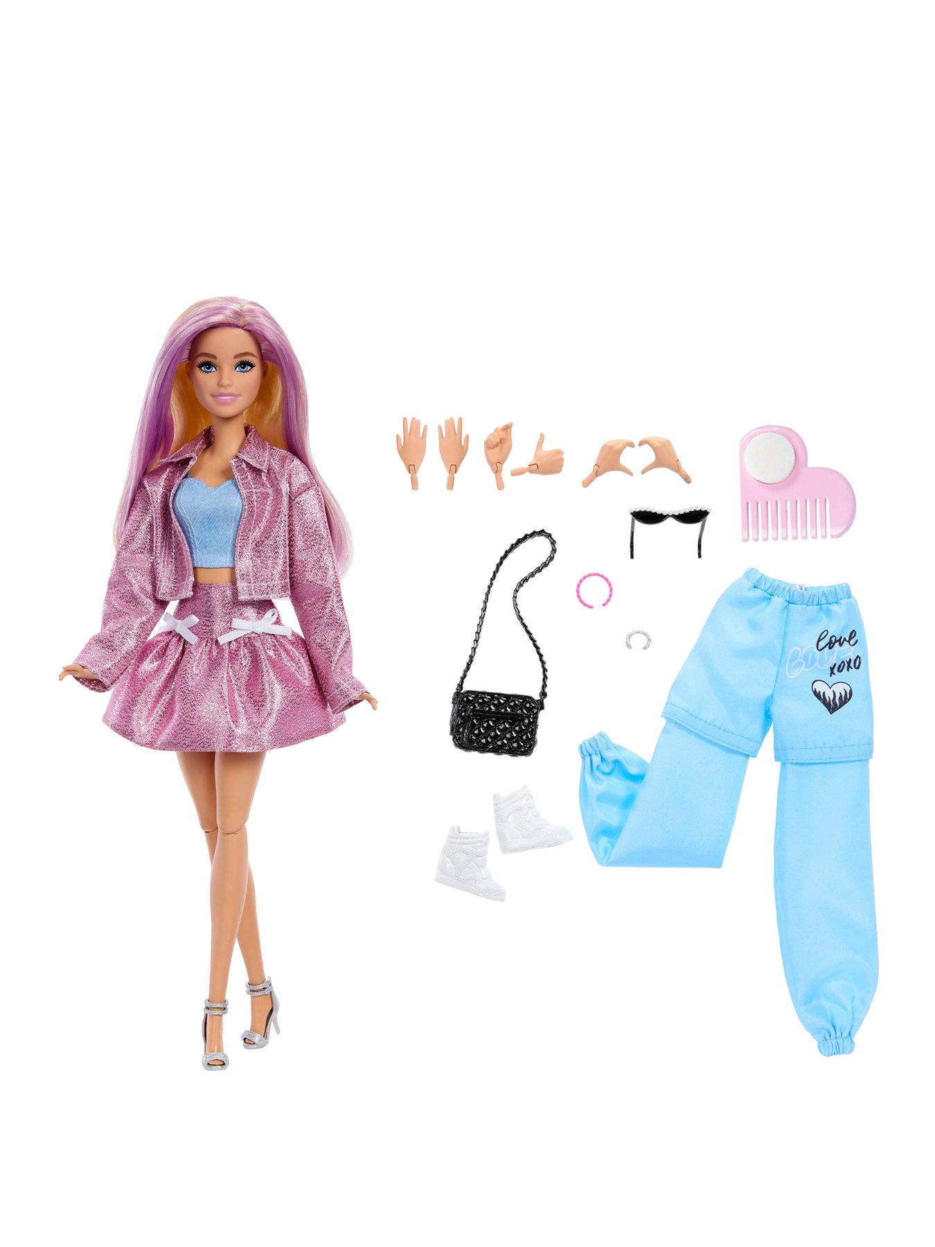 Barbie Deluxe Style Fashion Build Up Doll with Metallic Pink Barbiecore Outfit, Colour-Change Hair and Accessories