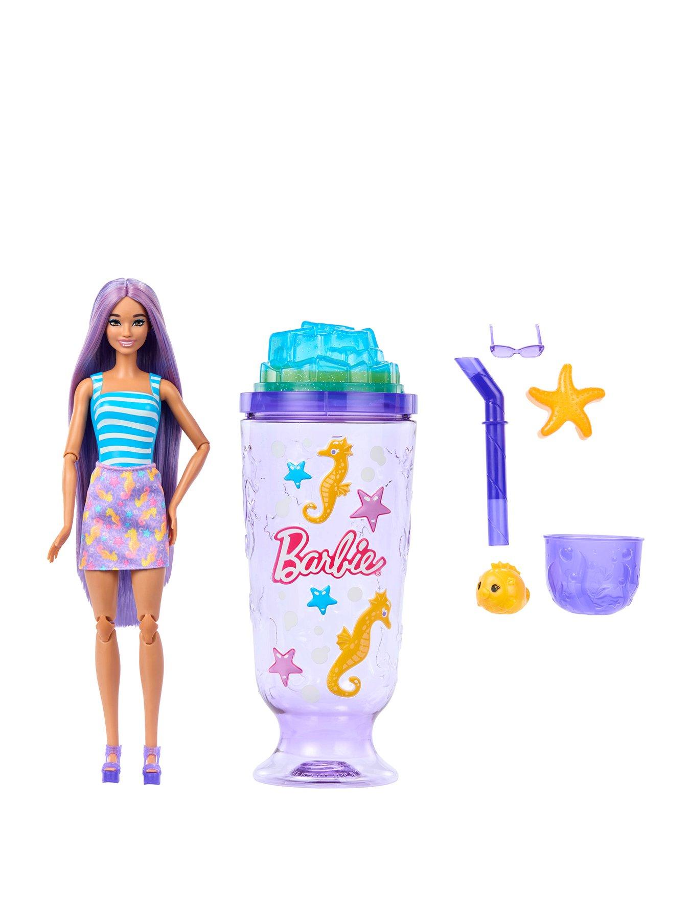 Barbie Pop Reveal™ Sea Slushy Series Fashion Doll with Pet, 8 Surprises, Sensory Slime and Colour-Change Hair