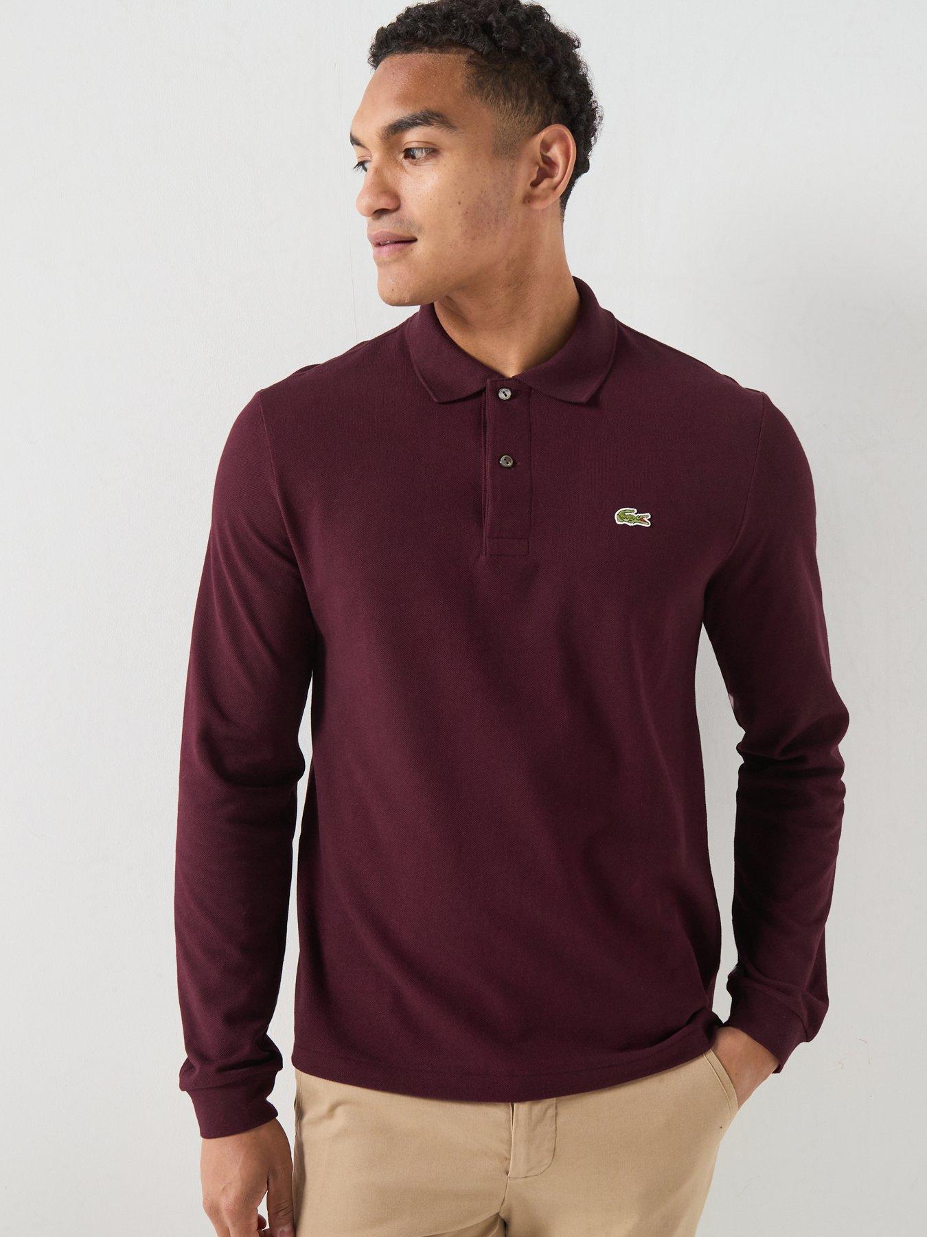 Lacoste L.12.12 Pique Long Sleeve Polo Shirt - Dark Red