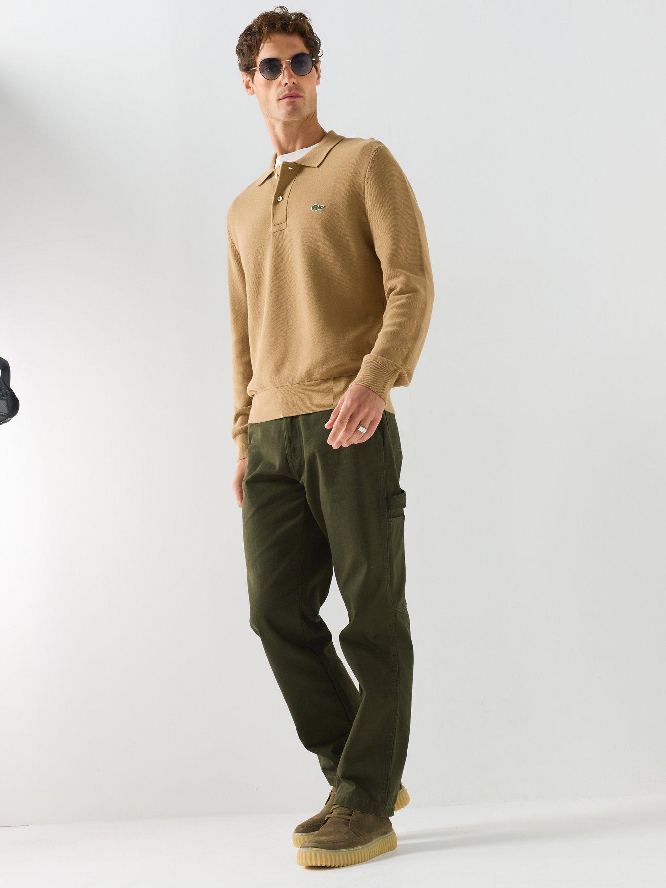 Image 3 of 5 of Lacoste Knitted Long Sleeve Polo Shirt - Brown