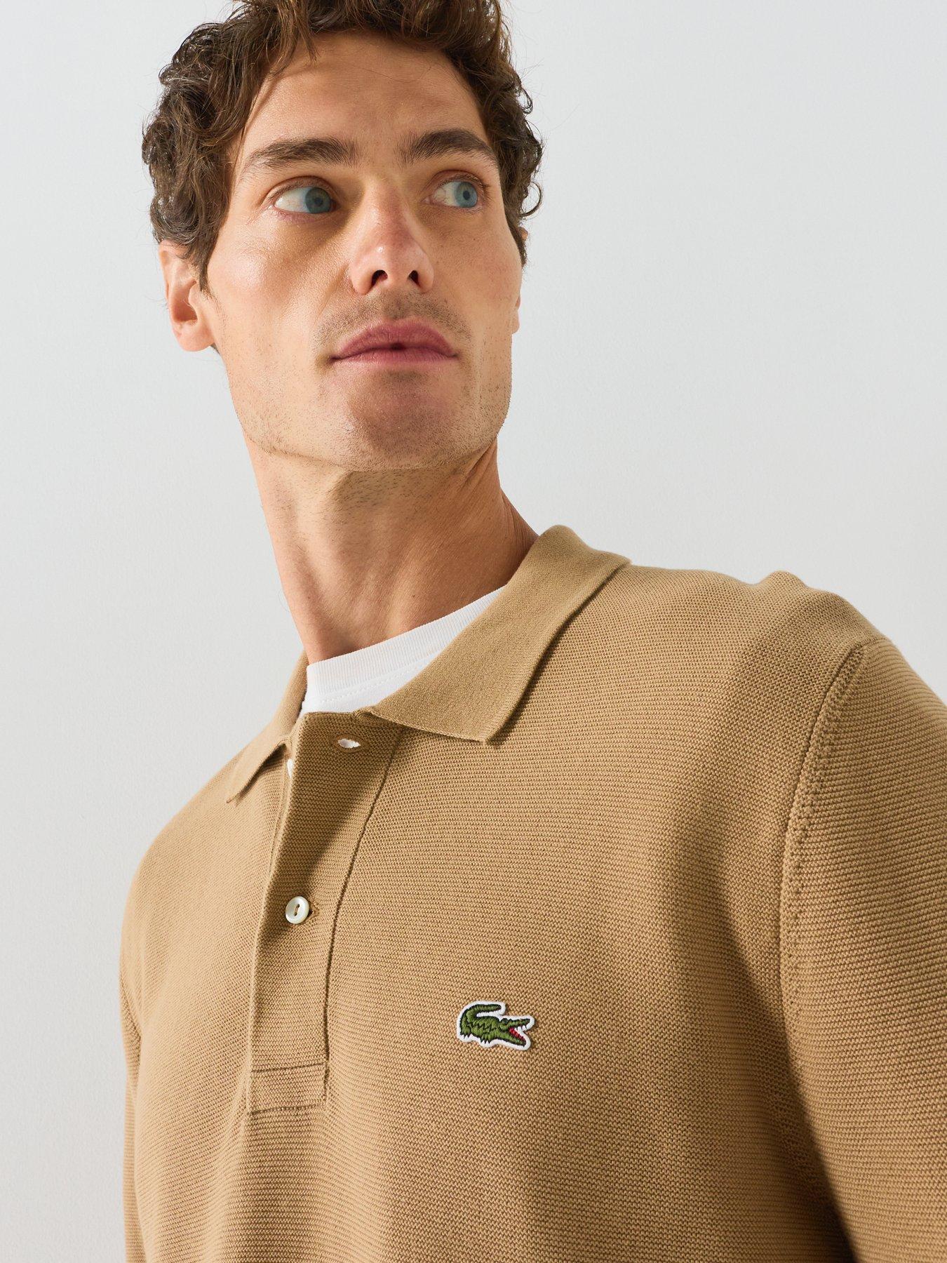 Image 4 of 5 of Lacoste Knitted Long Sleeve Polo Shirt - Brown