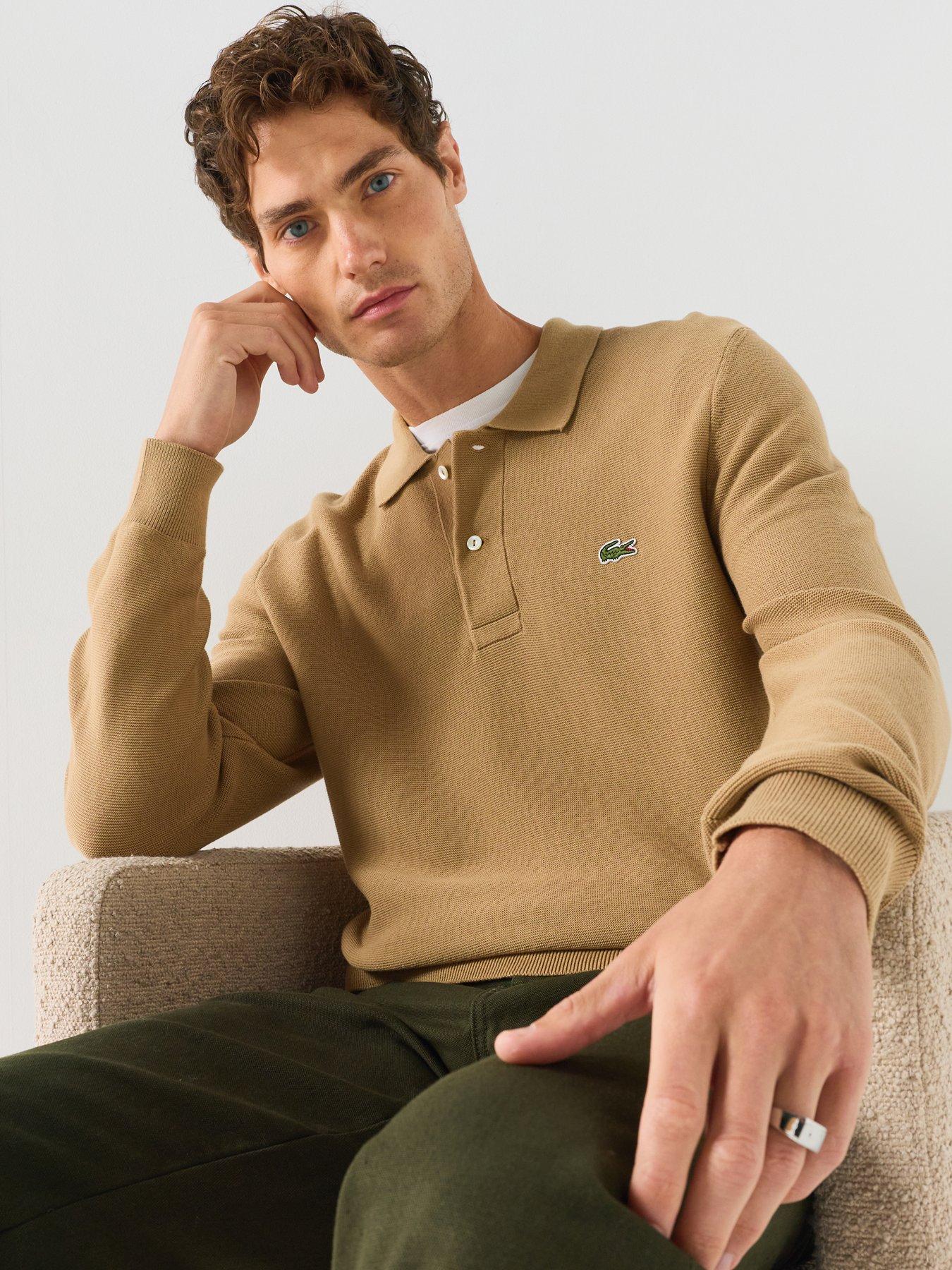 Image 5 of 5 of Lacoste Knitted Long Sleeve Polo Shirt - Brown