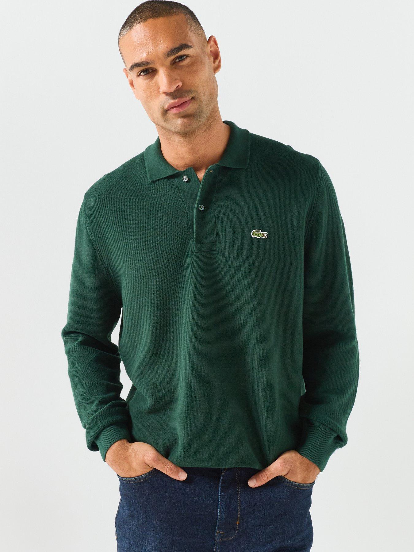 Image 1 of 5 of Lacoste Knitted Long Sleeve Polo Shirt - Dark Green