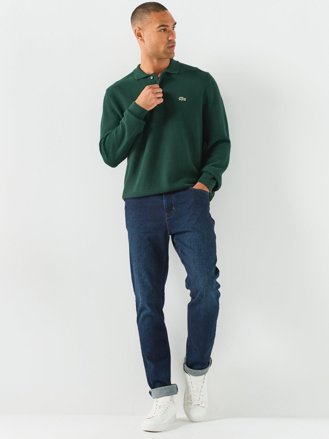 Image 3 of 5 of Lacoste Knitted Long Sleeve Polo Shirt - Dark Green