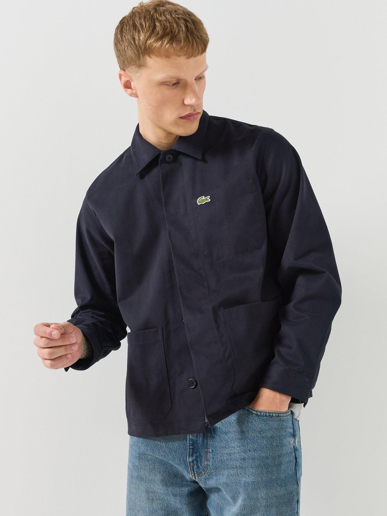 Image 1 of 6 of Lacoste Mens Brushed Cotton Twill Button-Through Overshirt - Navy