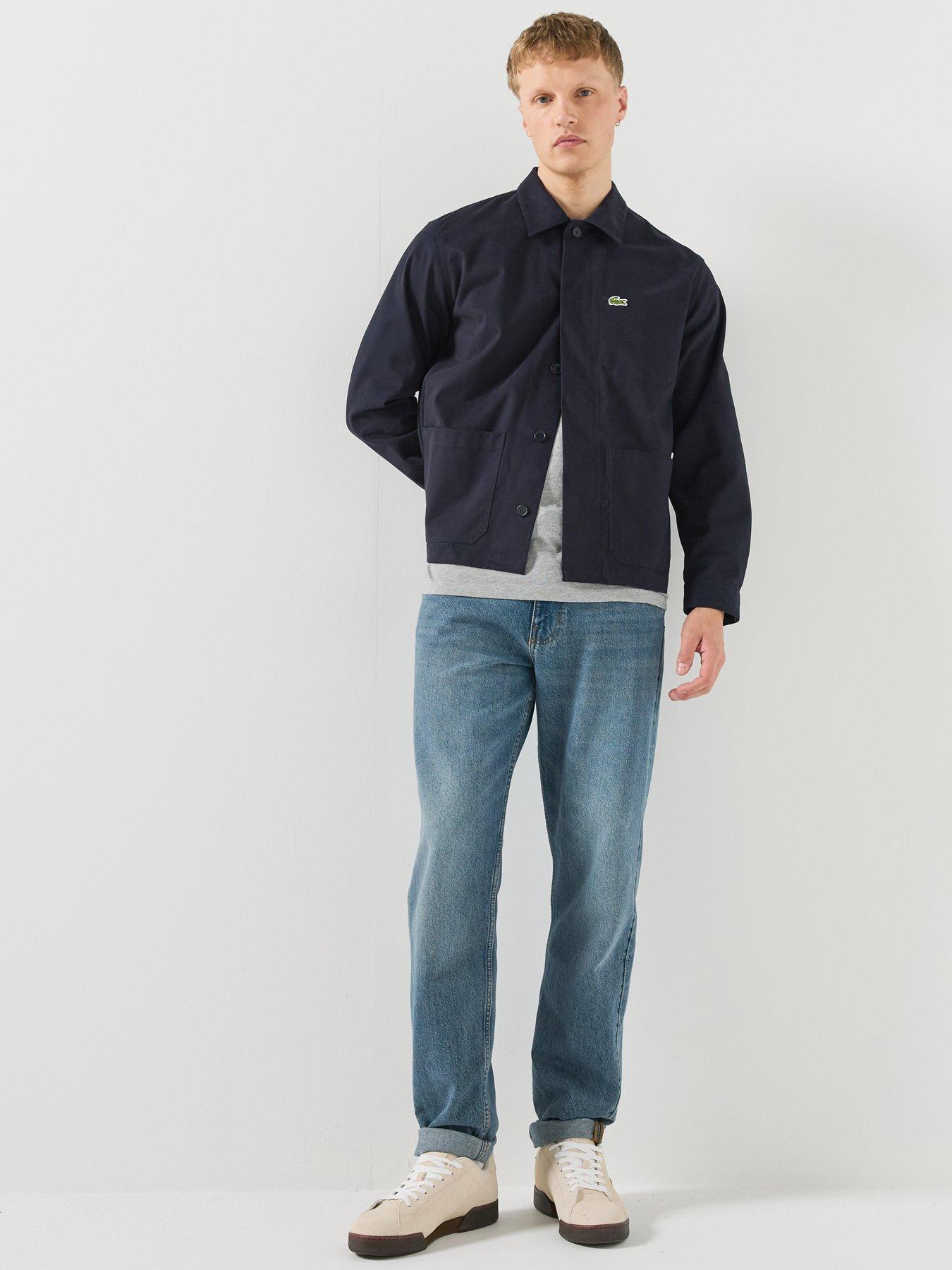 Image 3 of 6 of Lacoste Mens Brushed Cotton Twill Button-Through Overshirt - Navy