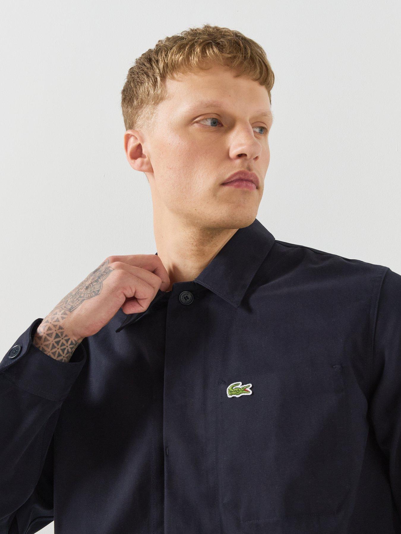 Image 5 of 6 of Lacoste Mens Brushed Cotton Twill Button-Through Overshirt - Navy