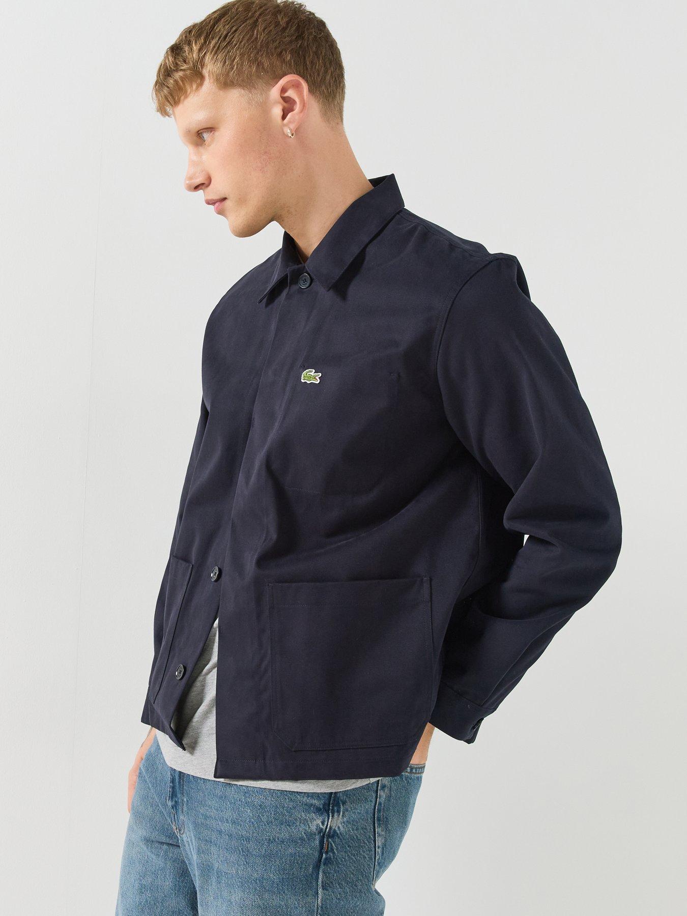 Image 6 of 6 of Lacoste Mens Brushed Cotton Twill Button-Through Overshirt - Navy