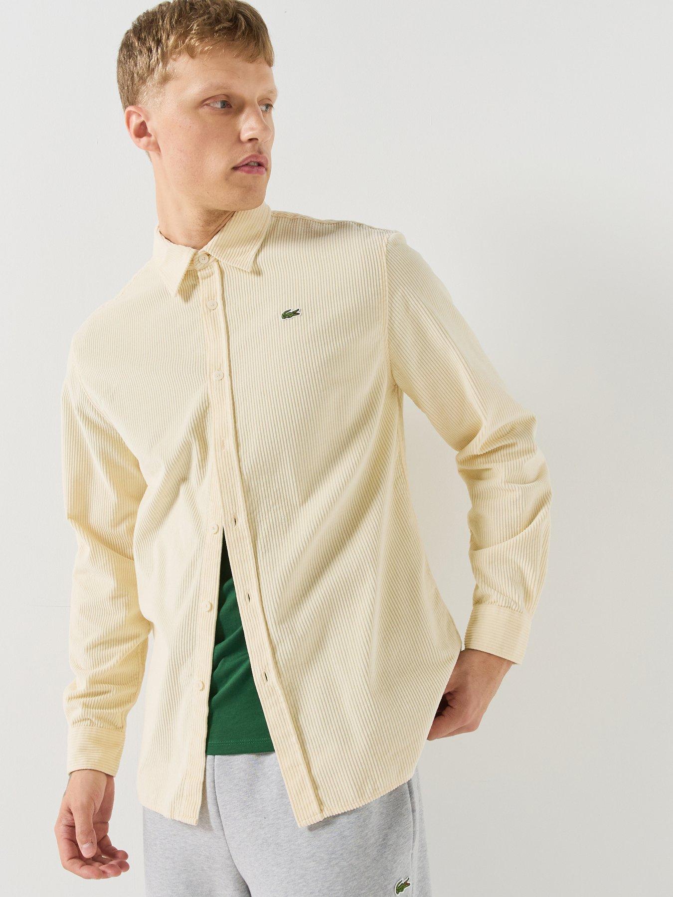 Image 1 of 6 of Lacoste Mens Lacoste Light Corduroy Button-Through Shirt - Yellow