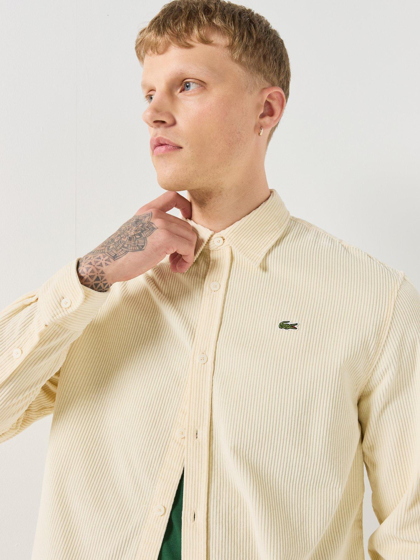 Image 4 of 6 of Lacoste Mens Lacoste Light Corduroy Button-Through Shirt - Yellow