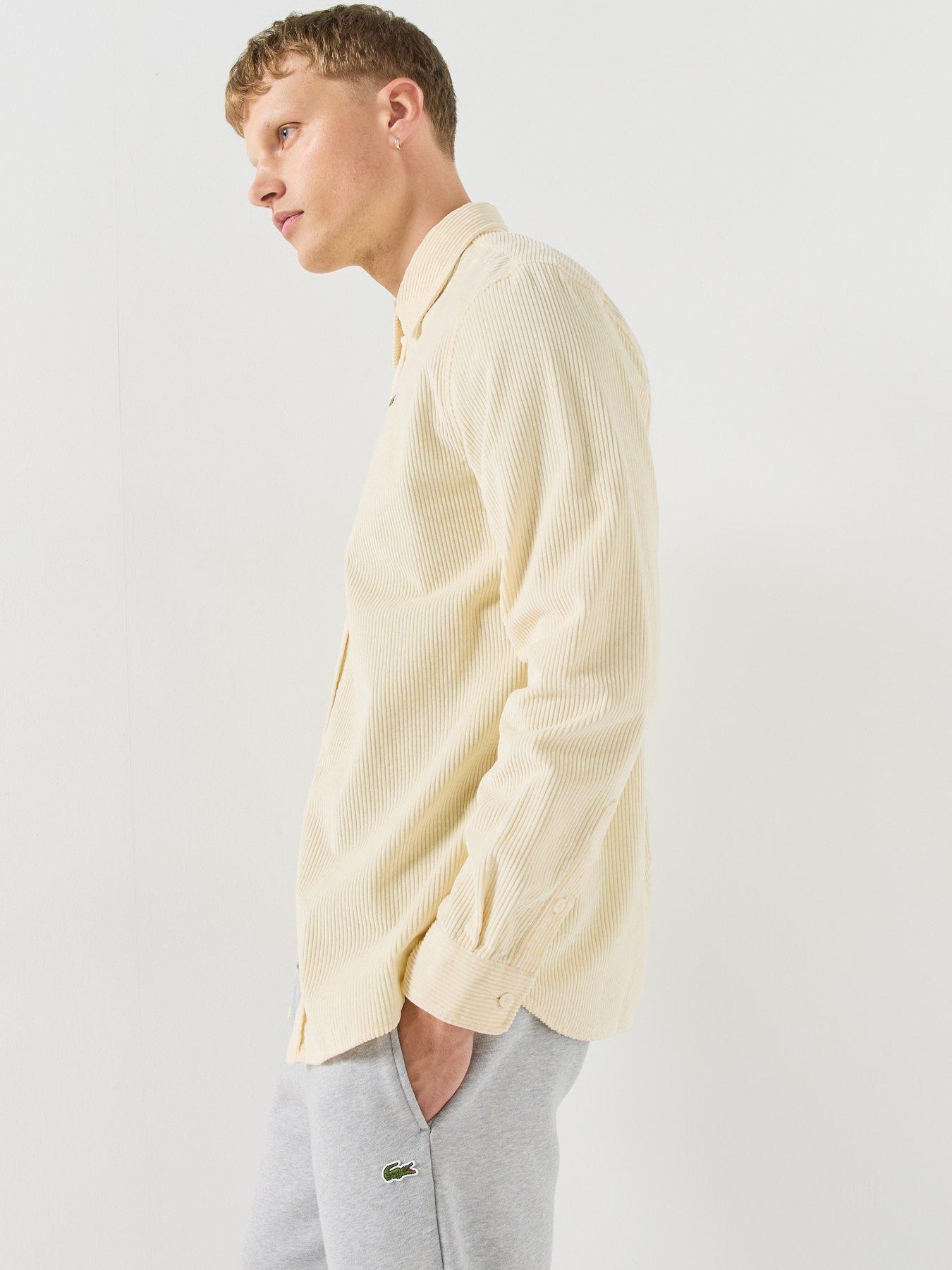 Image 5 of 6 of Lacoste Mens Lacoste Light Corduroy Button-Through Shirt - Yellow