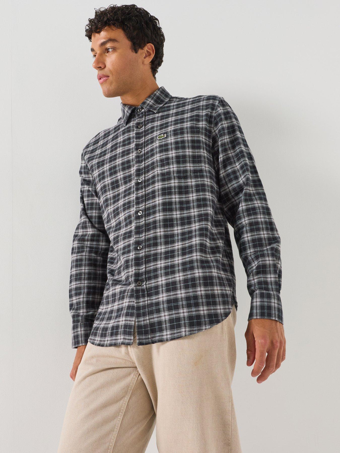 Lacoste Large Check Flannel Shirt - Grey