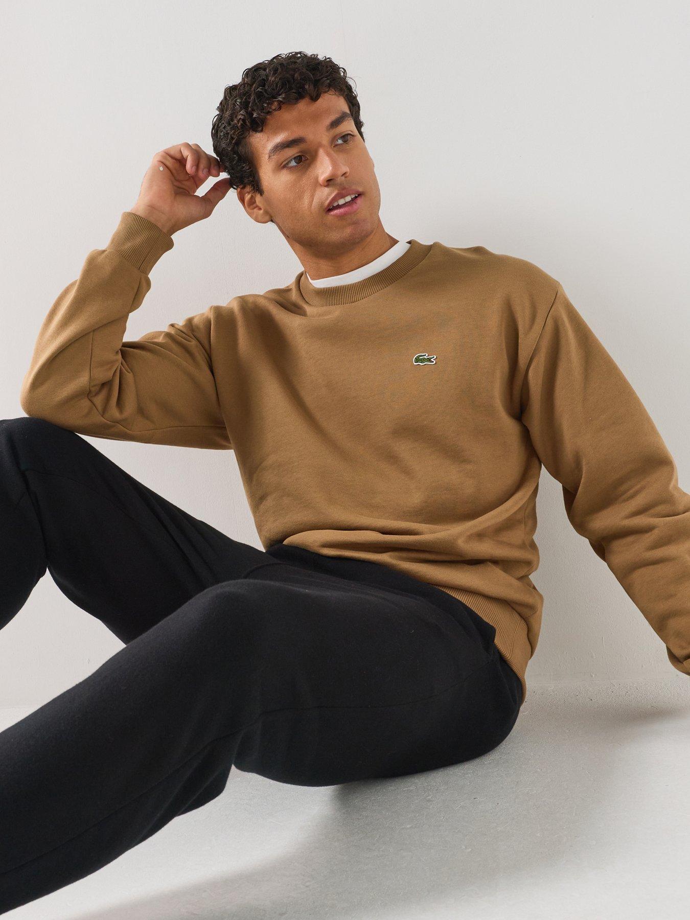 Lacoste Brushed Fleece Jersey Crew Sweat - Brown