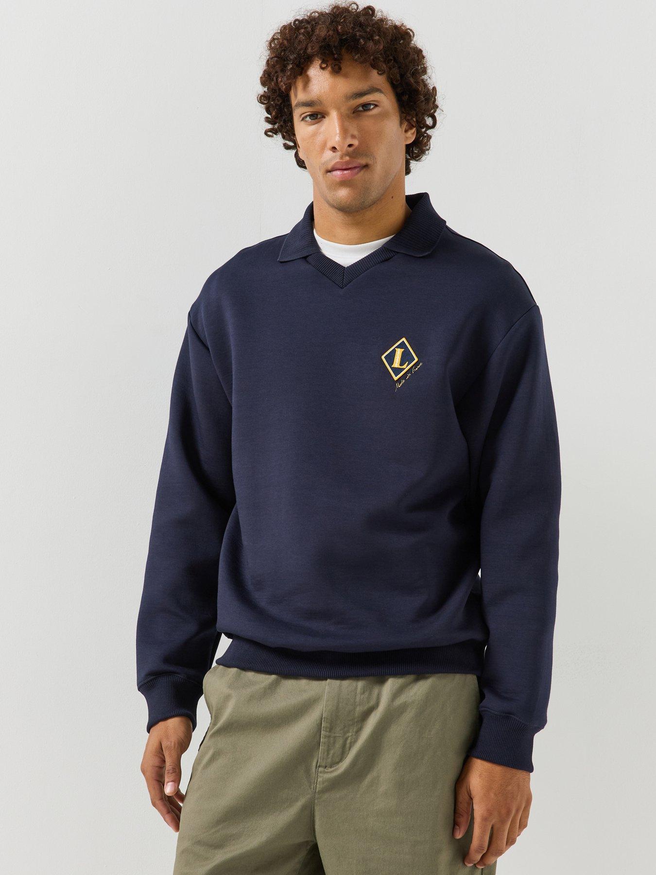 Image 1 of 5 of Lacoste Mens French Made Organic Cotton-Blend Regular Fit Sweatshirt - Navy