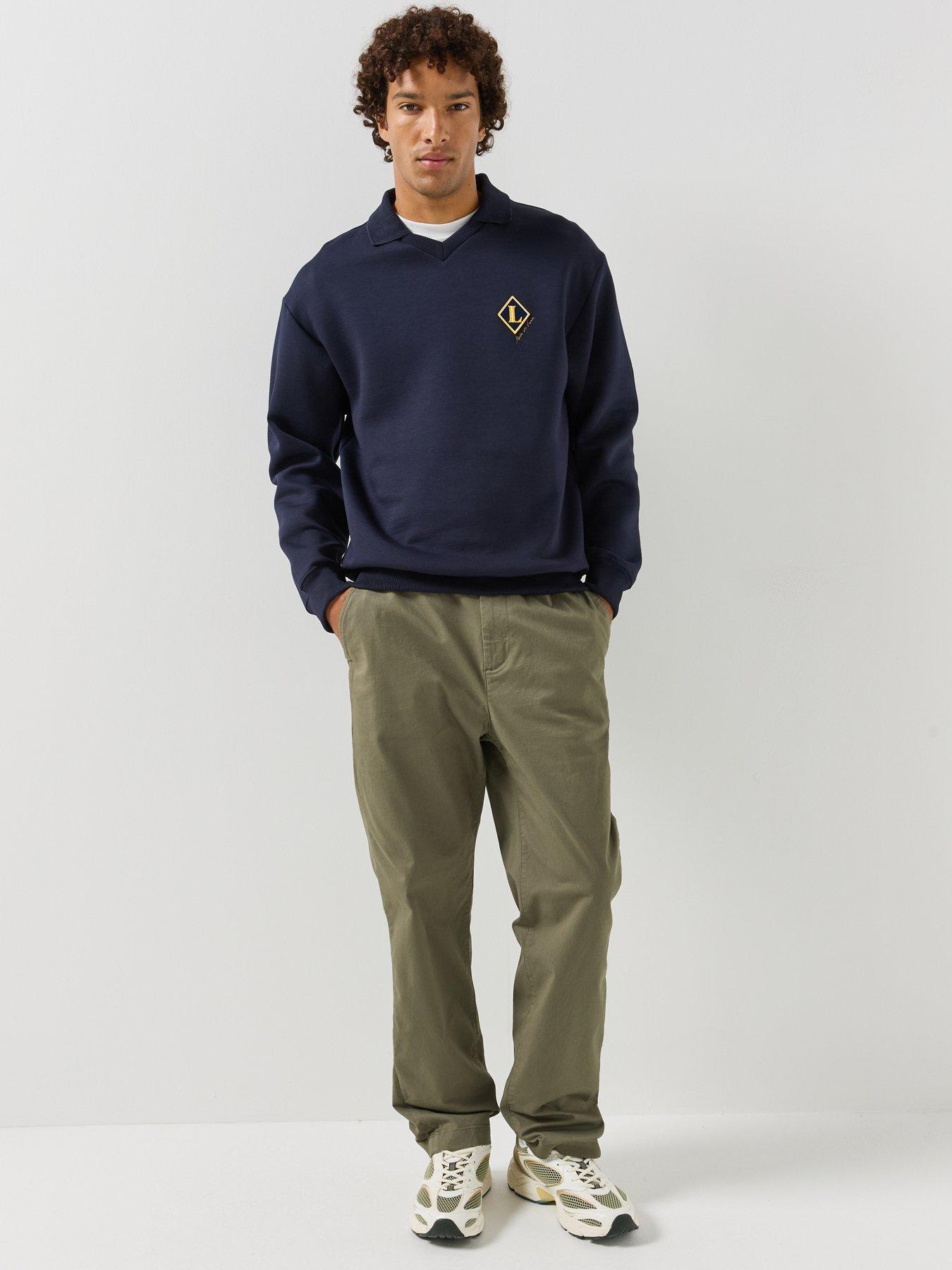 Image 3 of 5 of Lacoste Mens French Made Organic Cotton-Blend Regular Fit Sweatshirt - Navy