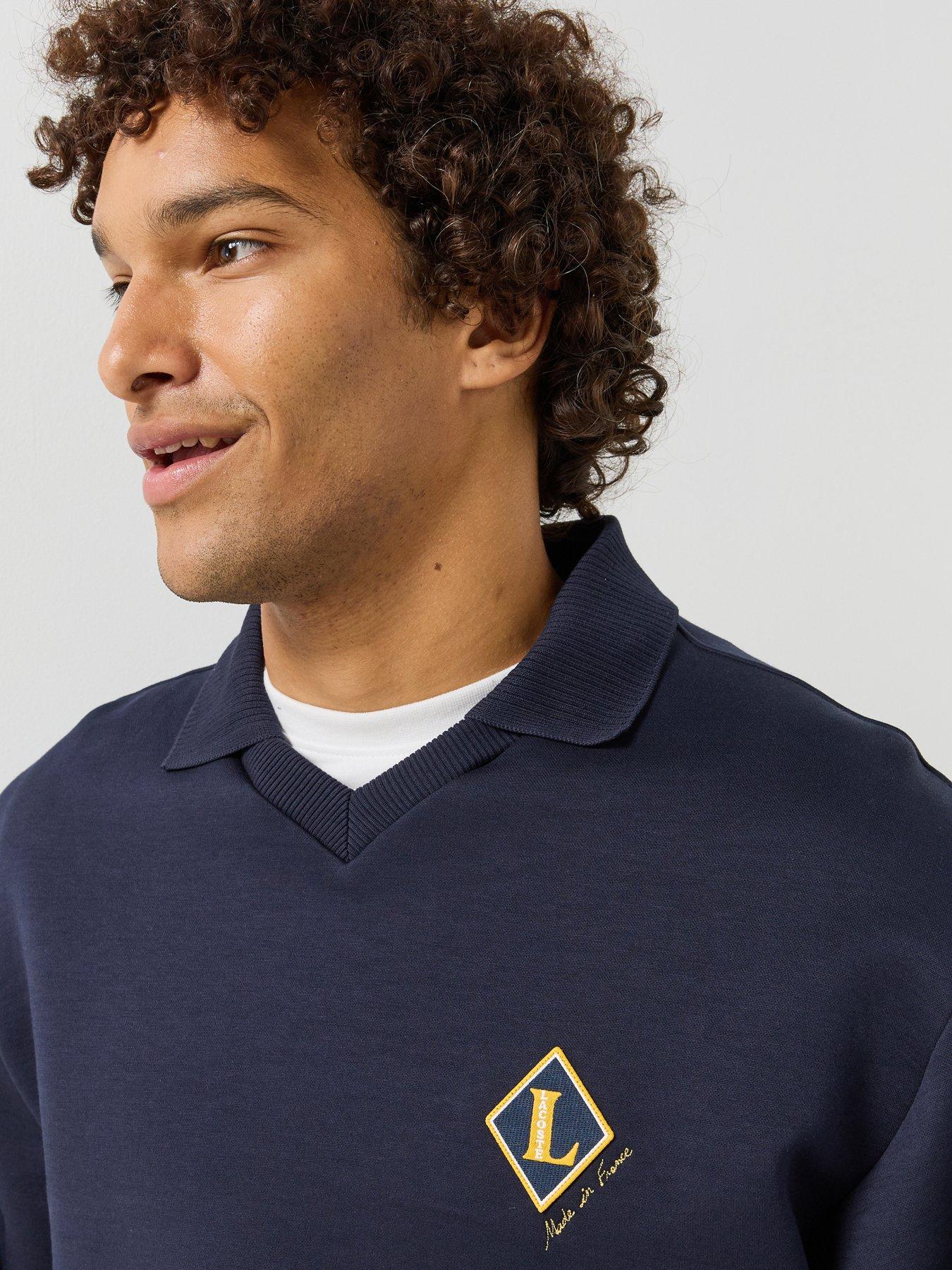 Image 4 of 5 of Lacoste Mens French Made Organic Cotton-Blend Regular Fit Sweatshirt - Navy