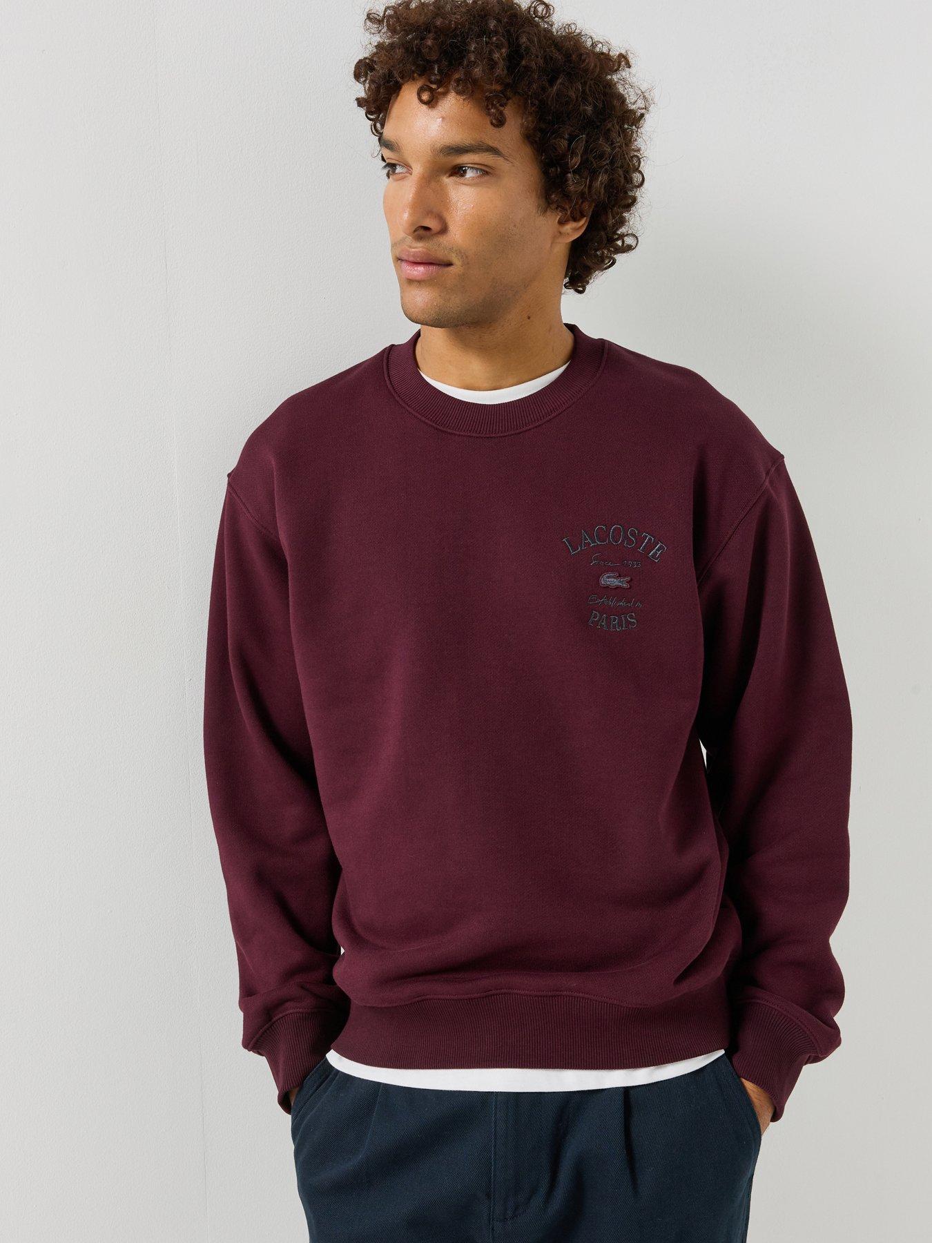 Image 1 of 5 of Lacoste Paris French Terry Crew Sweat - Dark Red