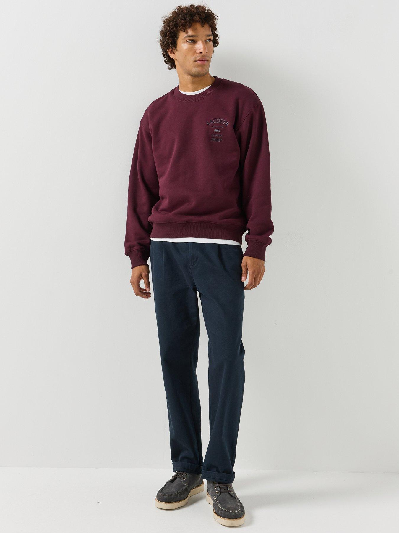 Image 3 of 5 of Lacoste Paris French Terry Crew Sweat - Dark Red