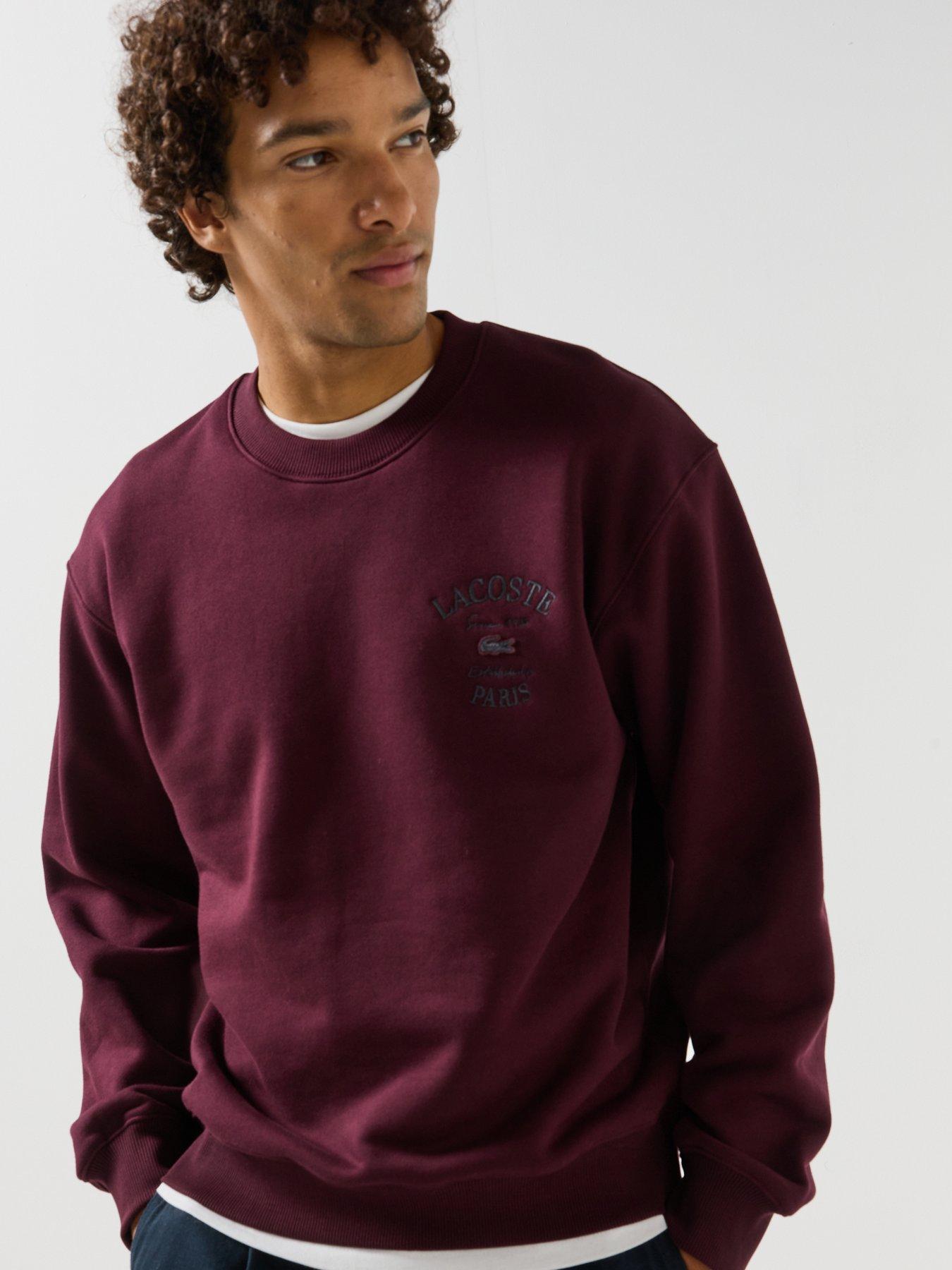 Image 4 of 5 of Lacoste Paris French Terry Crew Sweat - Dark Red