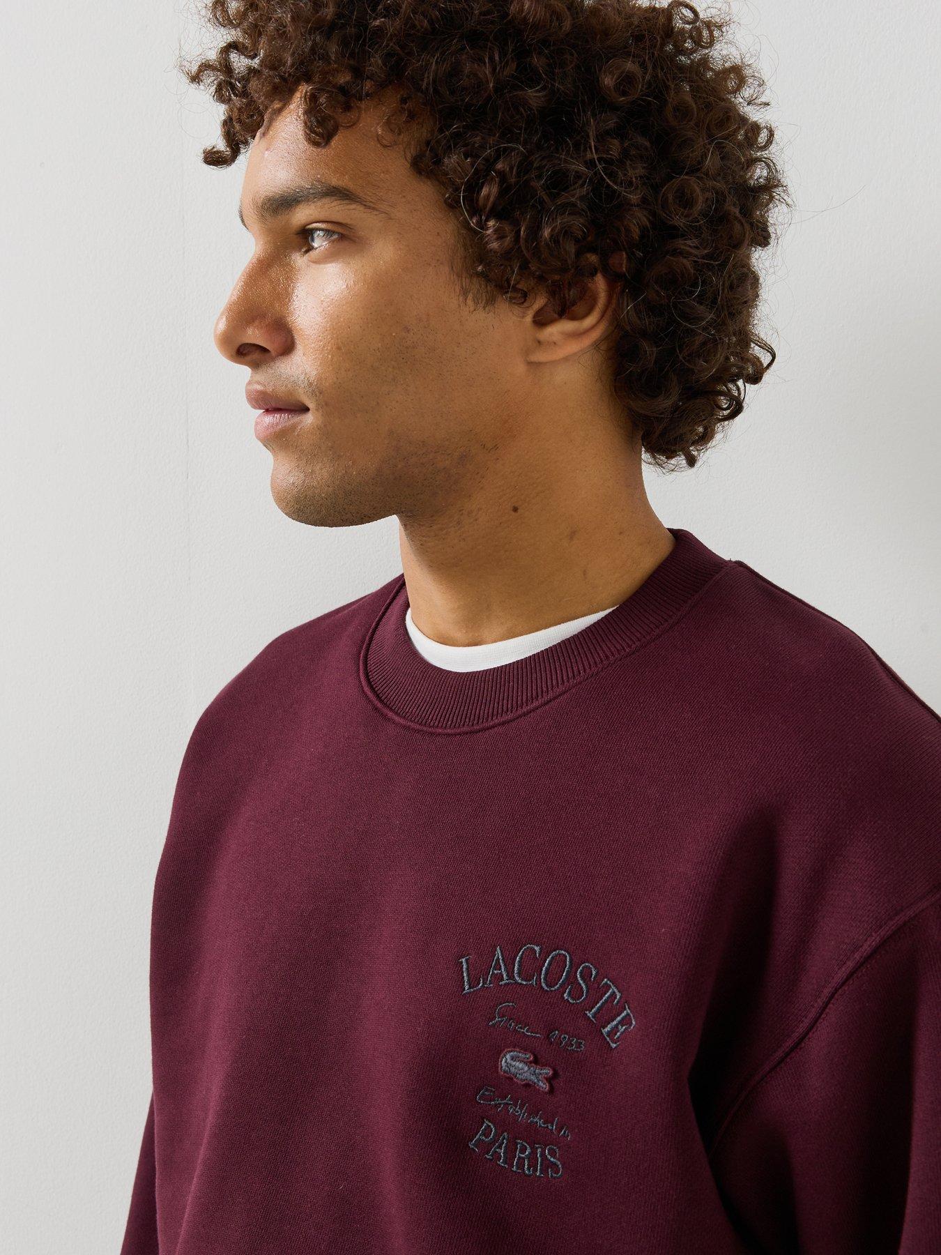 Image 5 of 5 of Lacoste Paris French Terry Crew Sweat - Dark Red