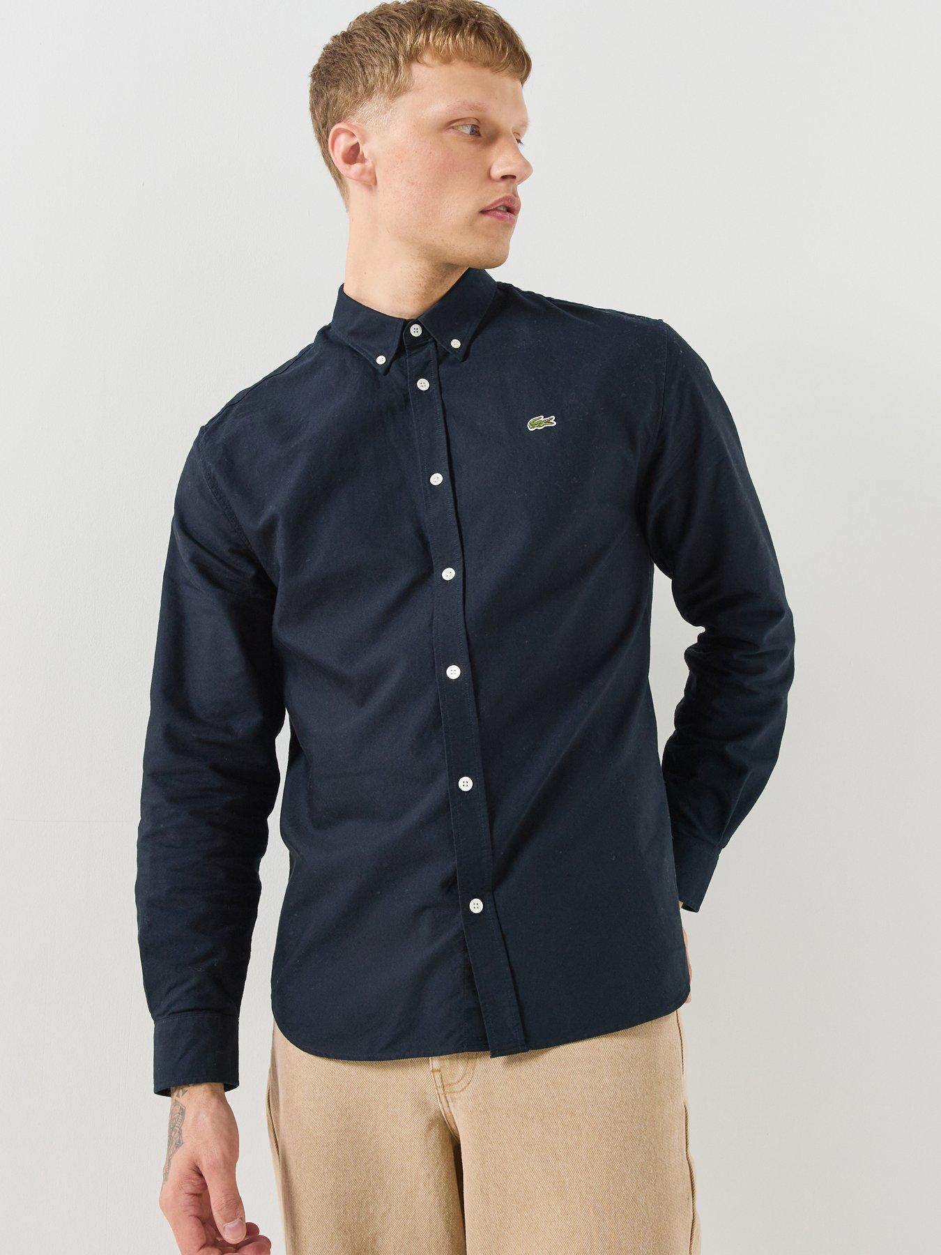 Image 1 of 6 of Lacoste Mens Button-Down Collar Oxford Cotton Shirt - Navy