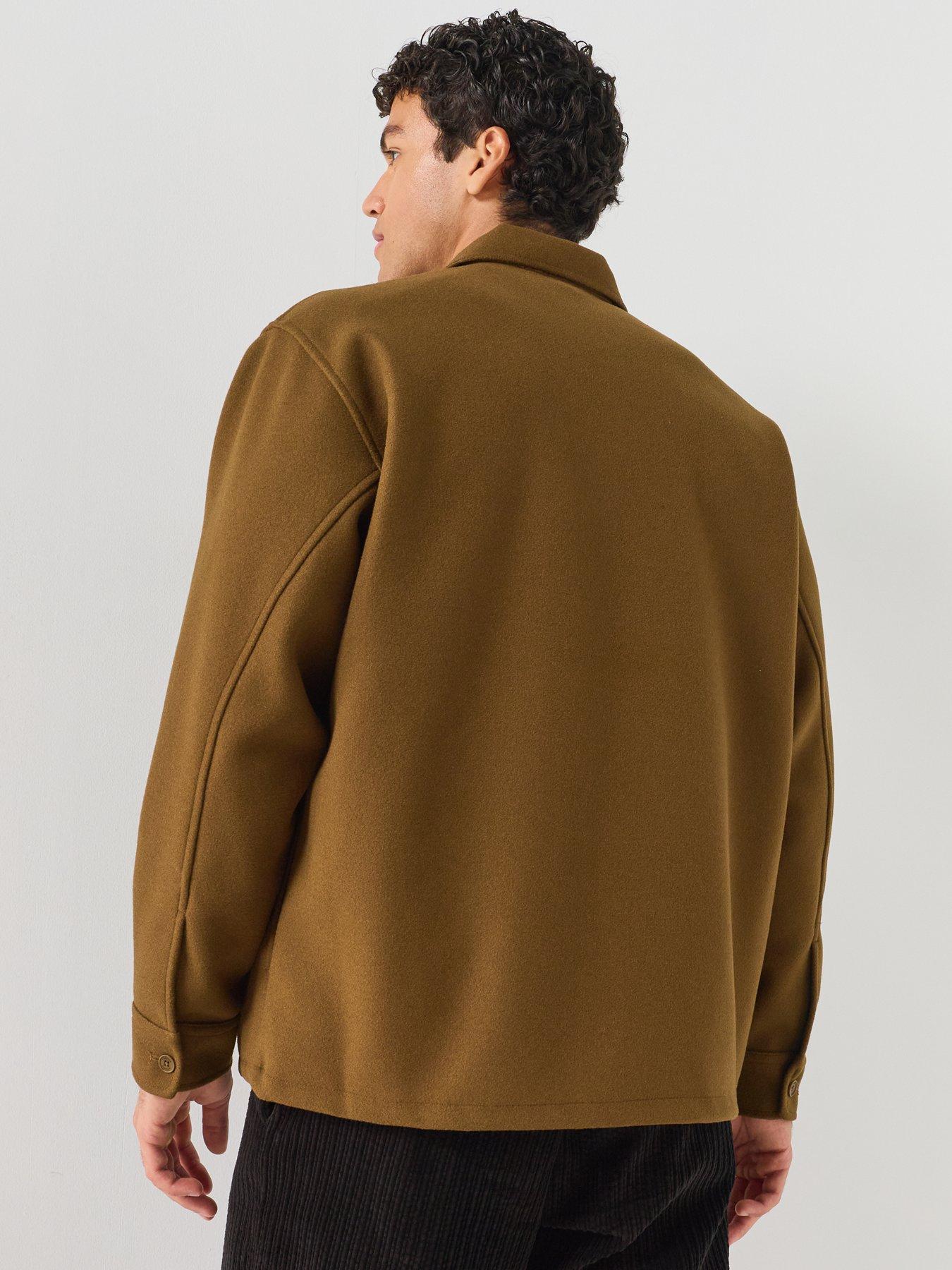 Image 2 of 6 of Lacoste Relaxed Fit Brushed Fabric Flannel Overshirt - Brown