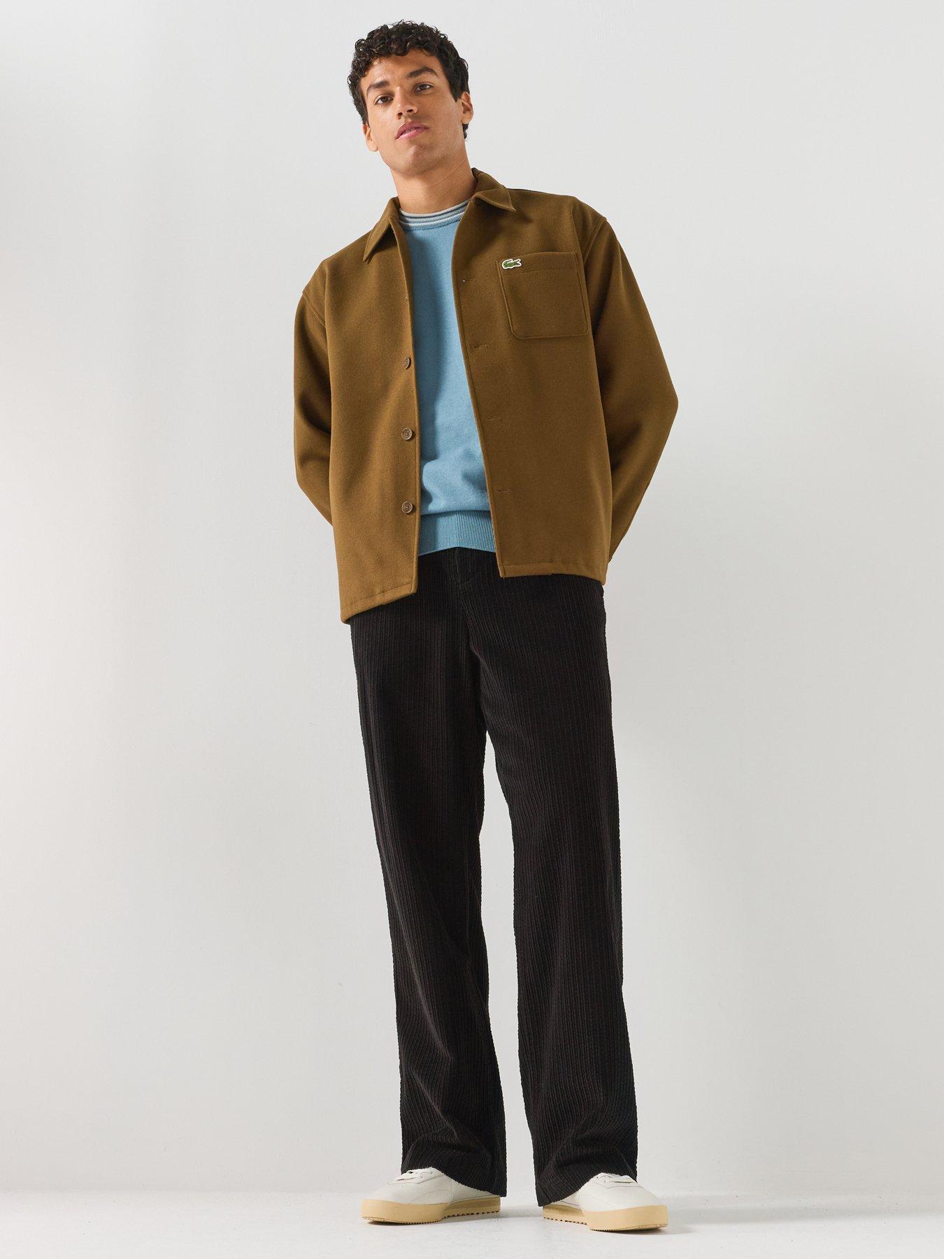 Image 3 of 6 of Lacoste Relaxed Fit Brushed Fabric Flannel Overshirt - Brown