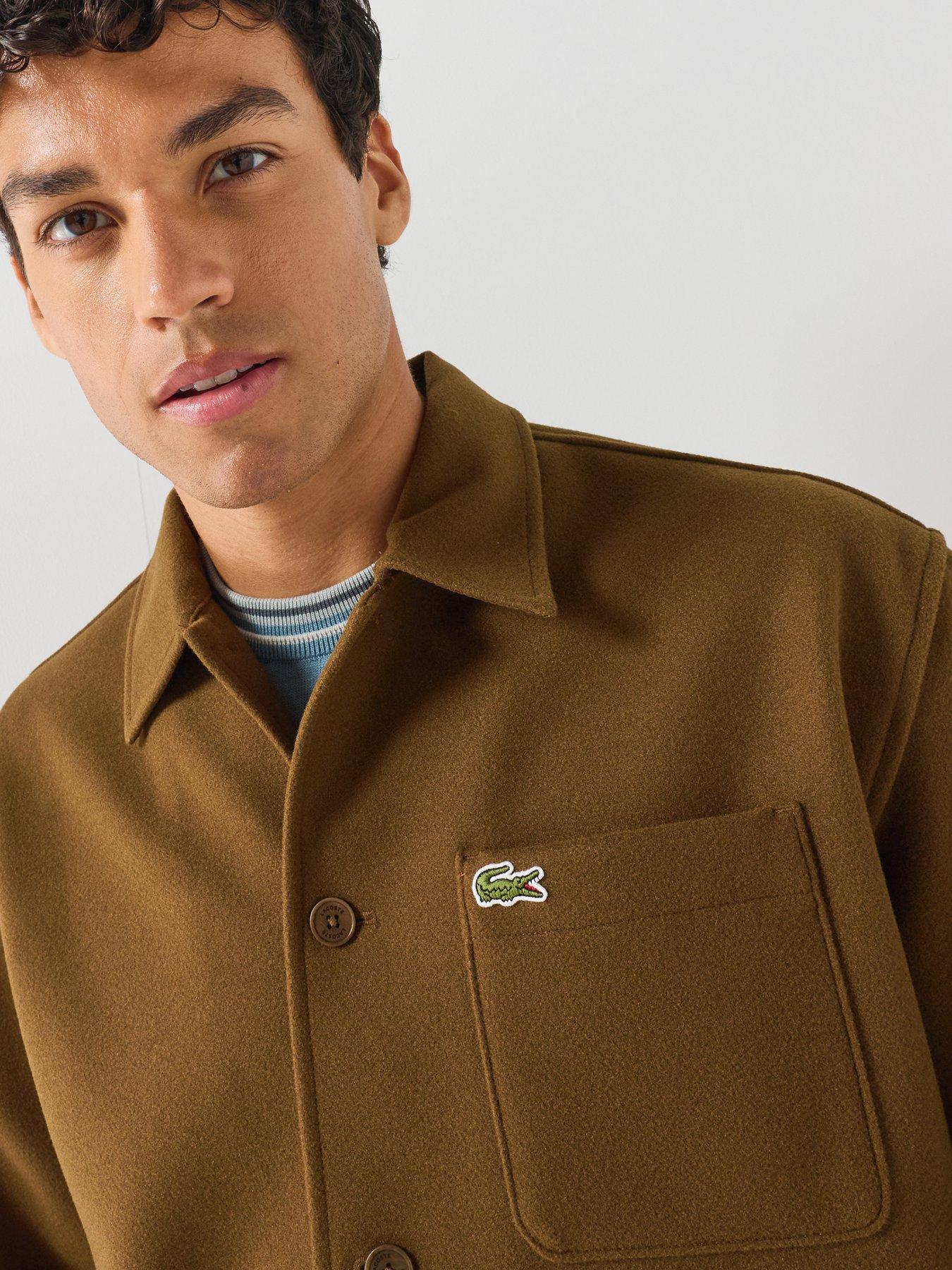 Image 6 of 6 of Lacoste Relaxed Fit Brushed Fabric Flannel Overshirt - Brown