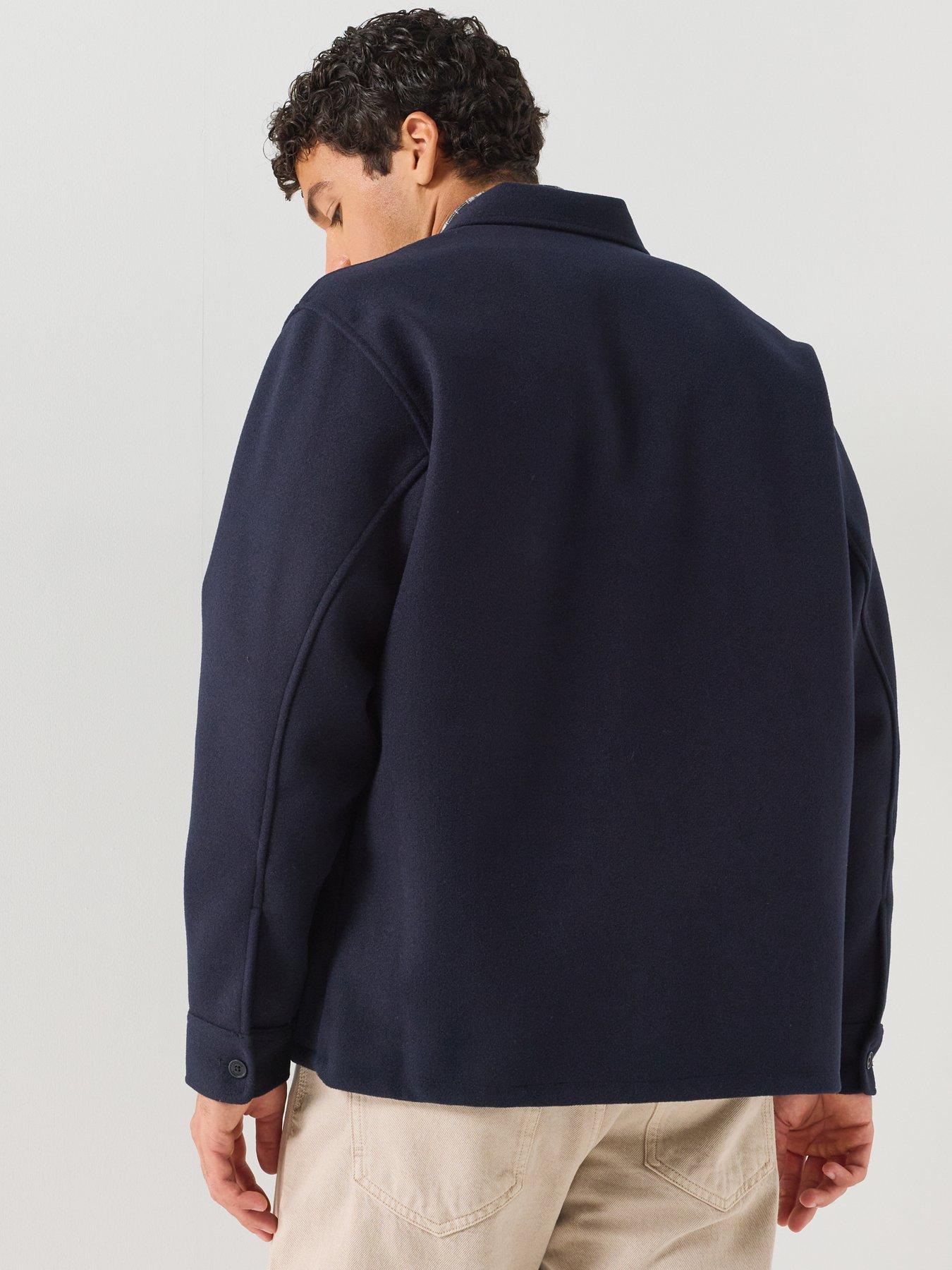 Image 2 of 6 of Lacoste Men' Relaxed Fit Brushed Fabric Flannel Overshirt - Navy