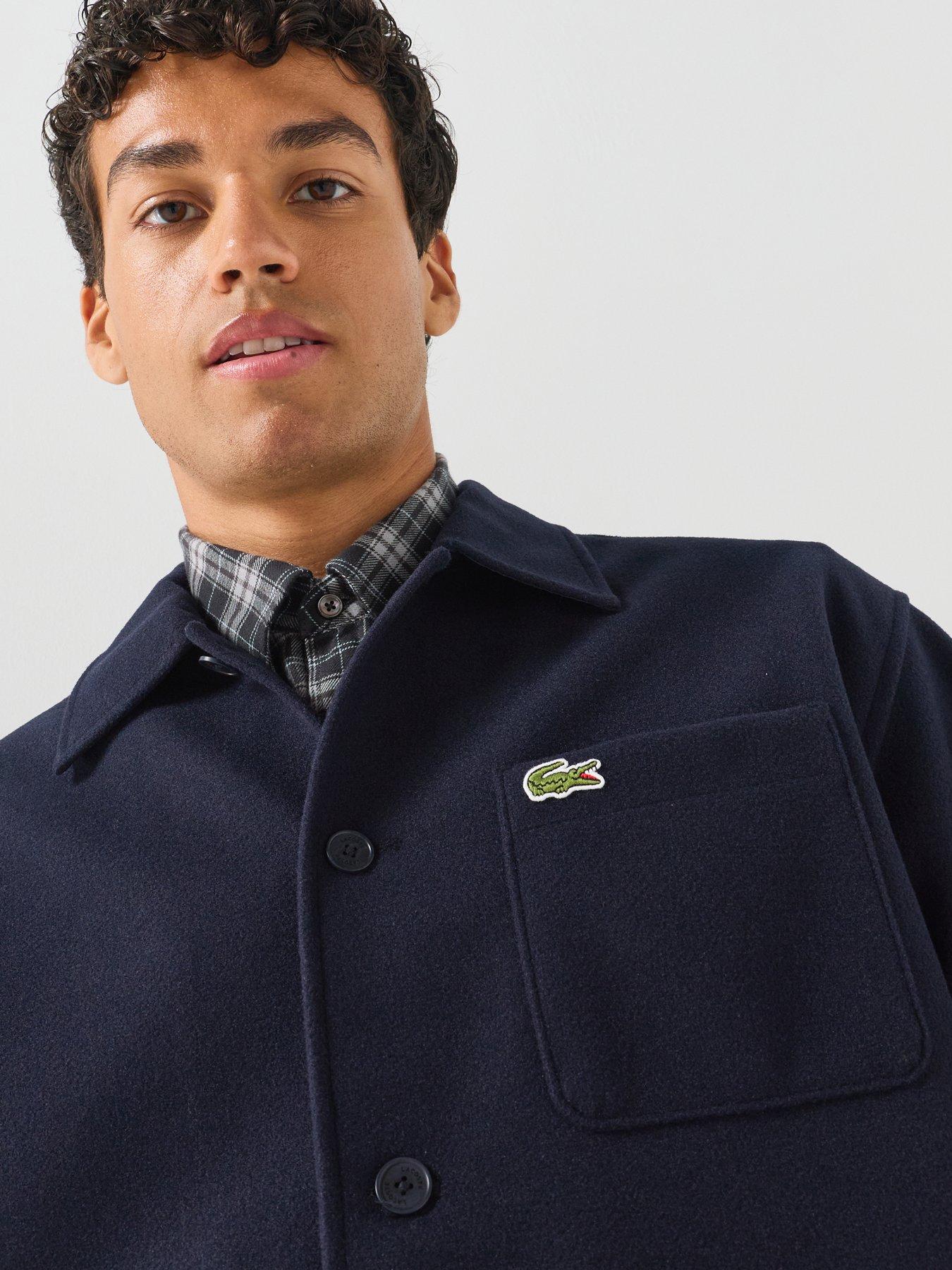 Image 6 of 6 of Lacoste Men' Relaxed Fit Brushed Fabric Flannel Overshirt - Navy