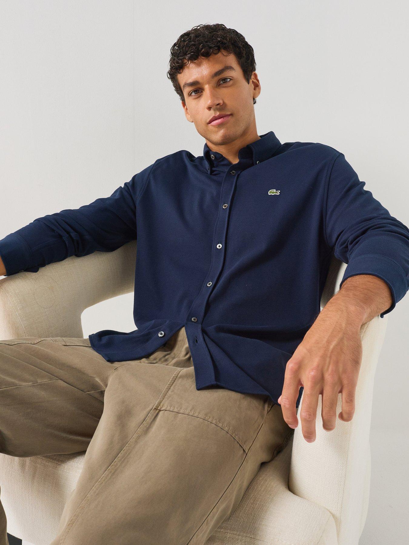 Lacoste Slim Fit Long Sleeve Pique Shirt - Navy