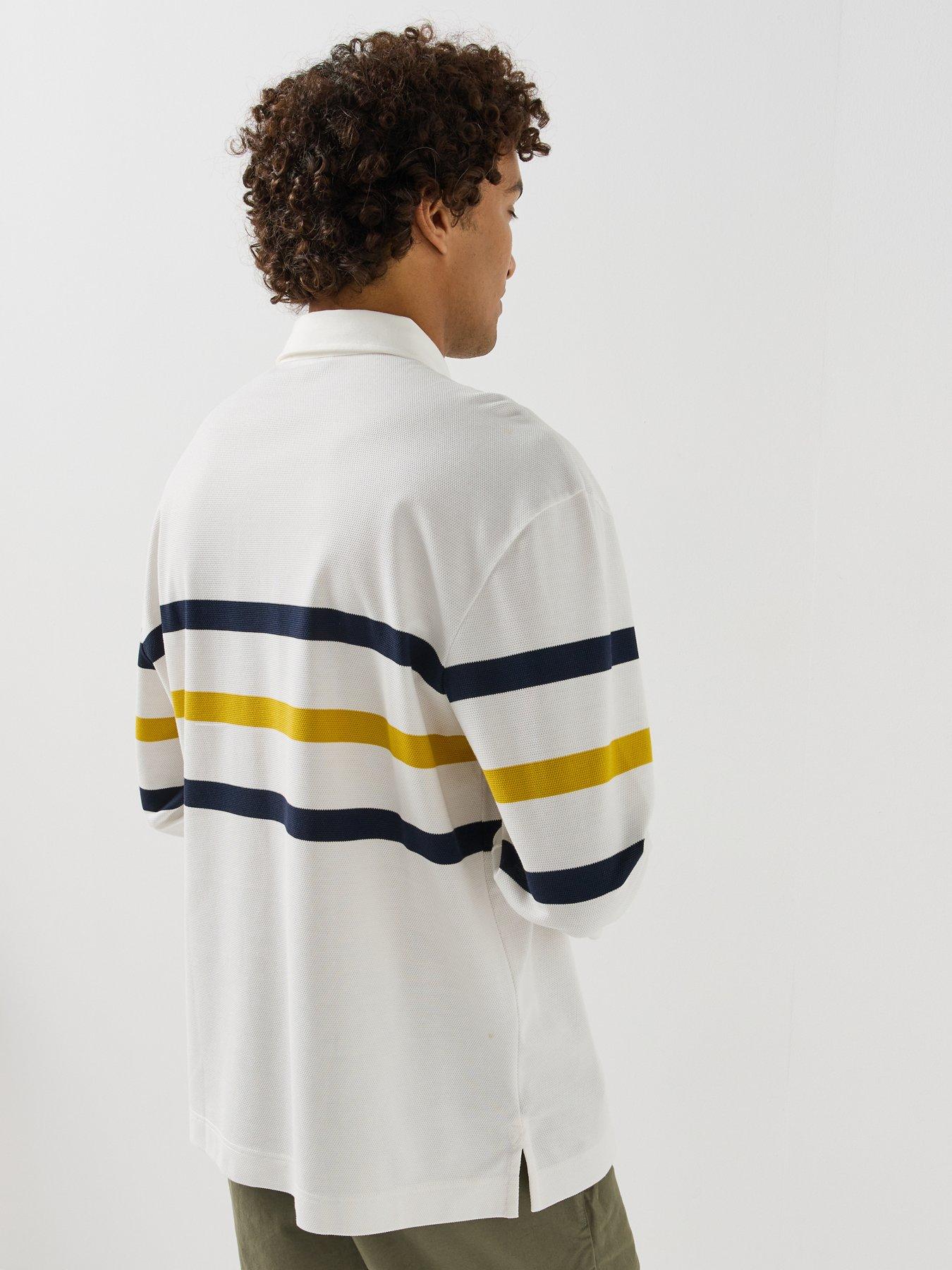 Image 2 of 6 of Lacoste Relaxed Fit Pique Cotton Rugby Shirt - White