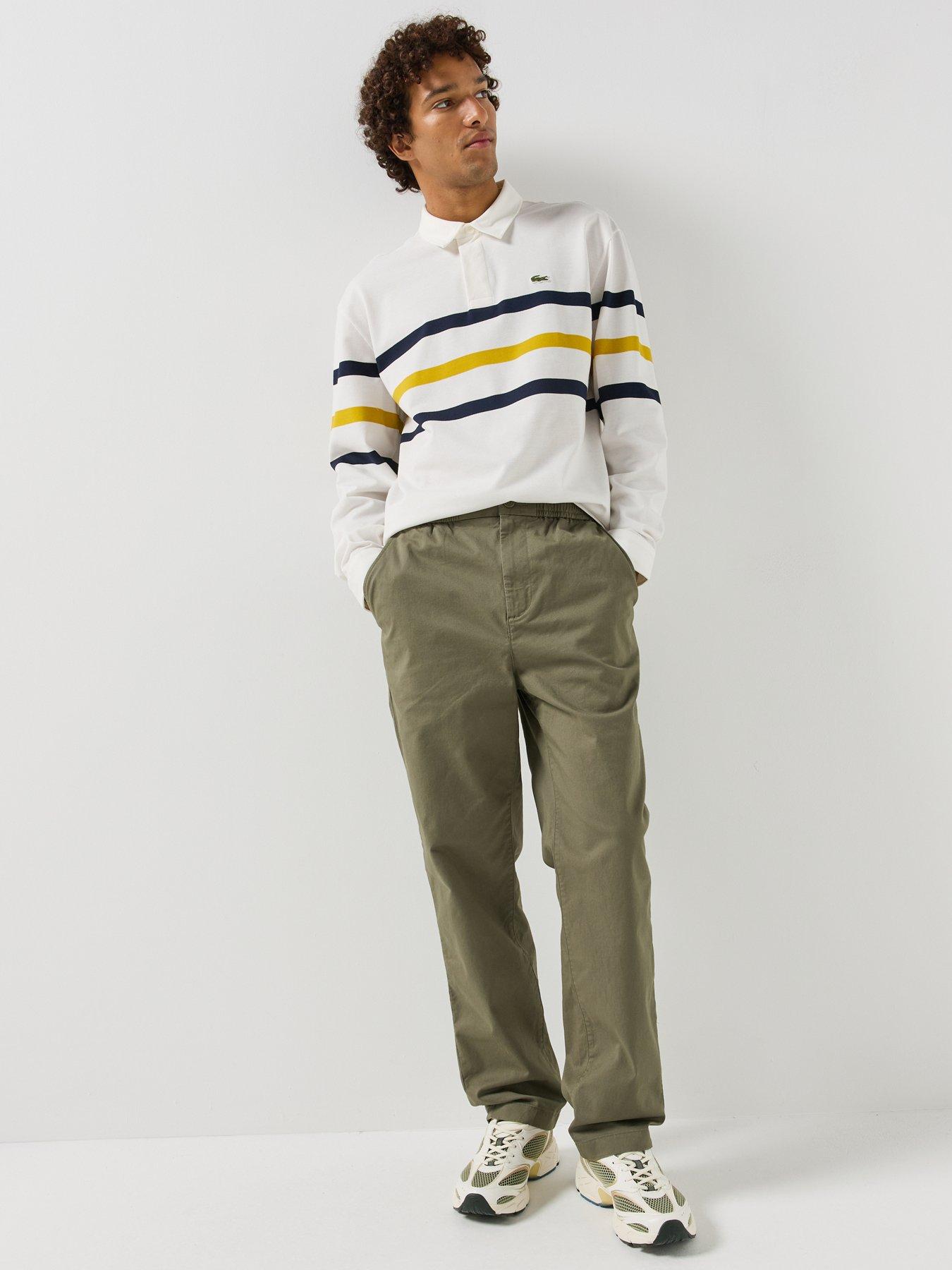 Image 4 of 6 of Lacoste Relaxed Fit Pique Cotton Rugby Shirt - White