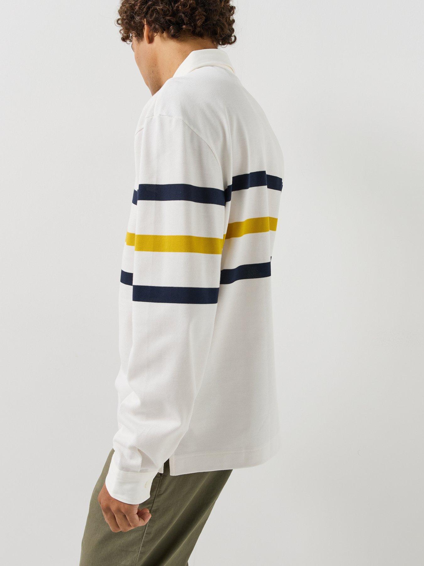 Image 6 of 6 of Lacoste Relaxed Fit Pique Cotton Rugby Shirt - White