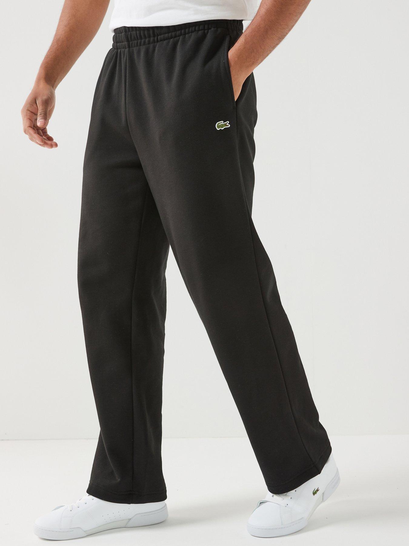 Lacoste Relaxed Fit Brushed Fleece Open Hem Joggers - Black