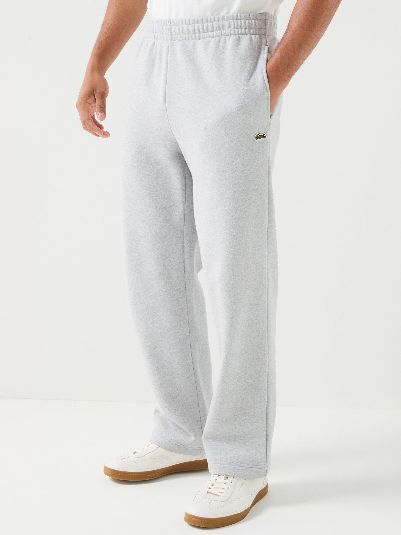 Lacoste Relaxed Fit Brushed Fleece Open Hem Joggers - Light Grey