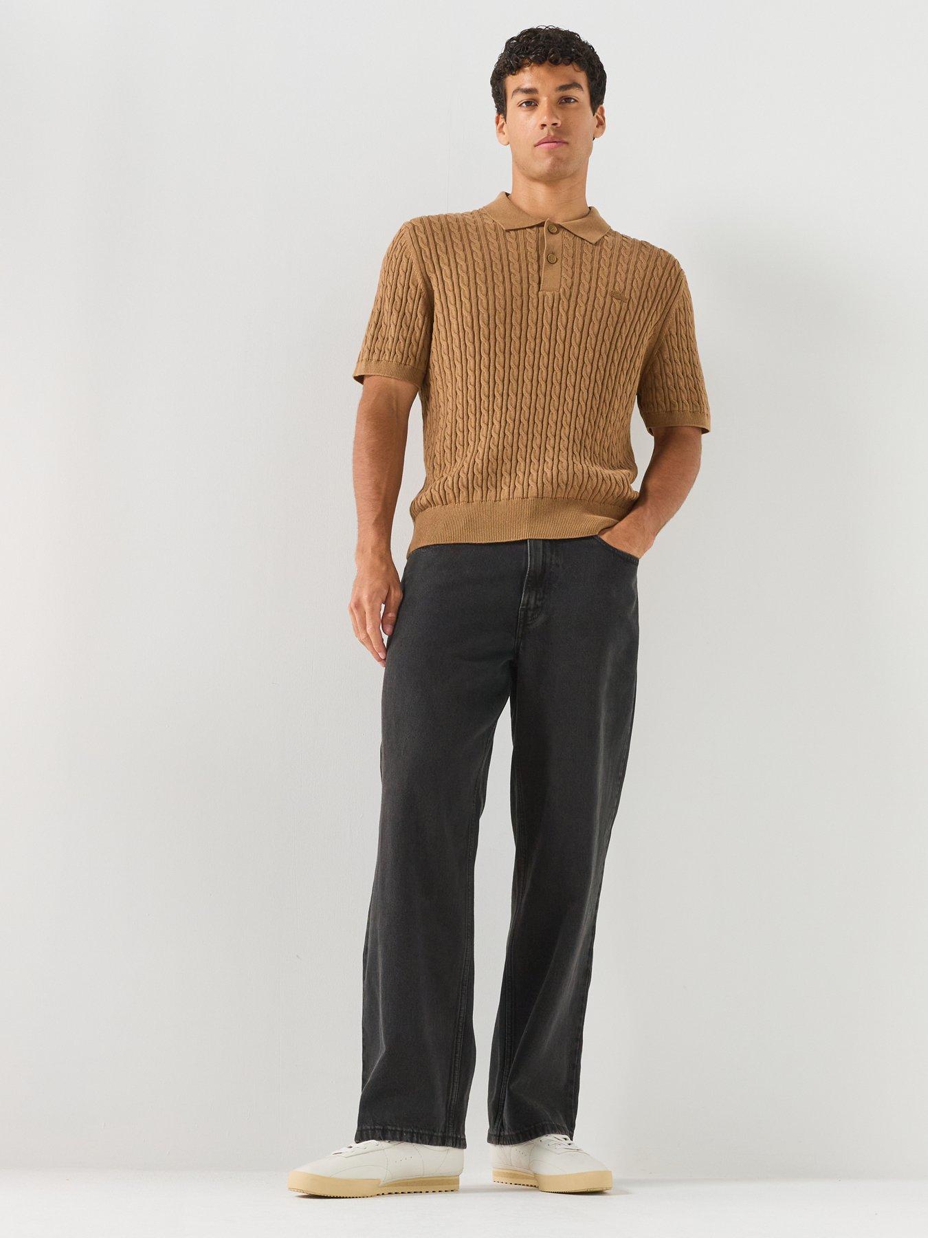 Image 3 of 6 of Lacoste Men's Cotton Blend Cable Knitted Polo Shirt - Light Brown