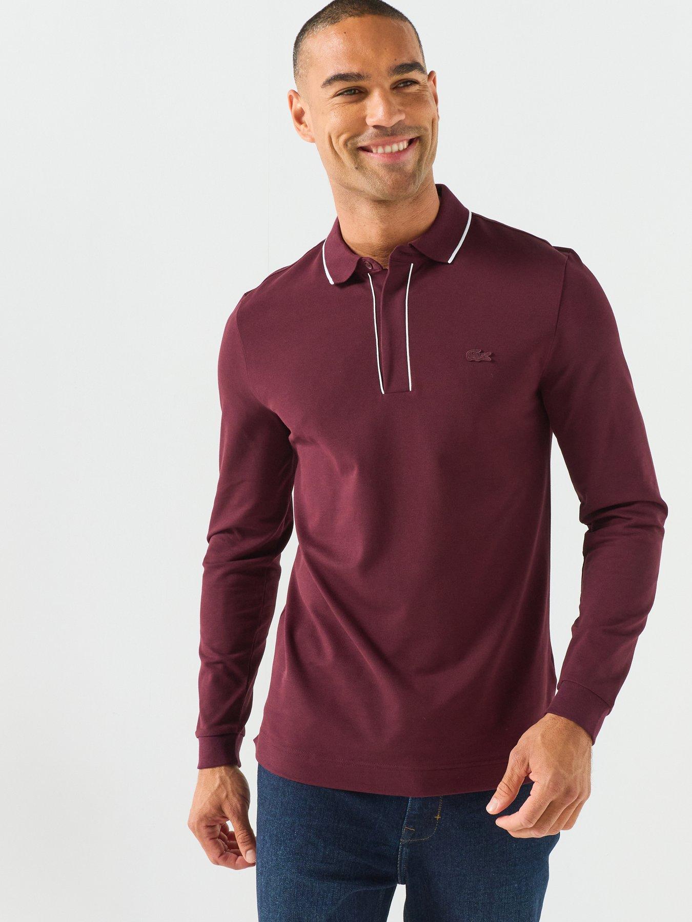 Image 1 of 5 of Lacoste Regular Fit Trim Accent Paris Polo Shirt - Red