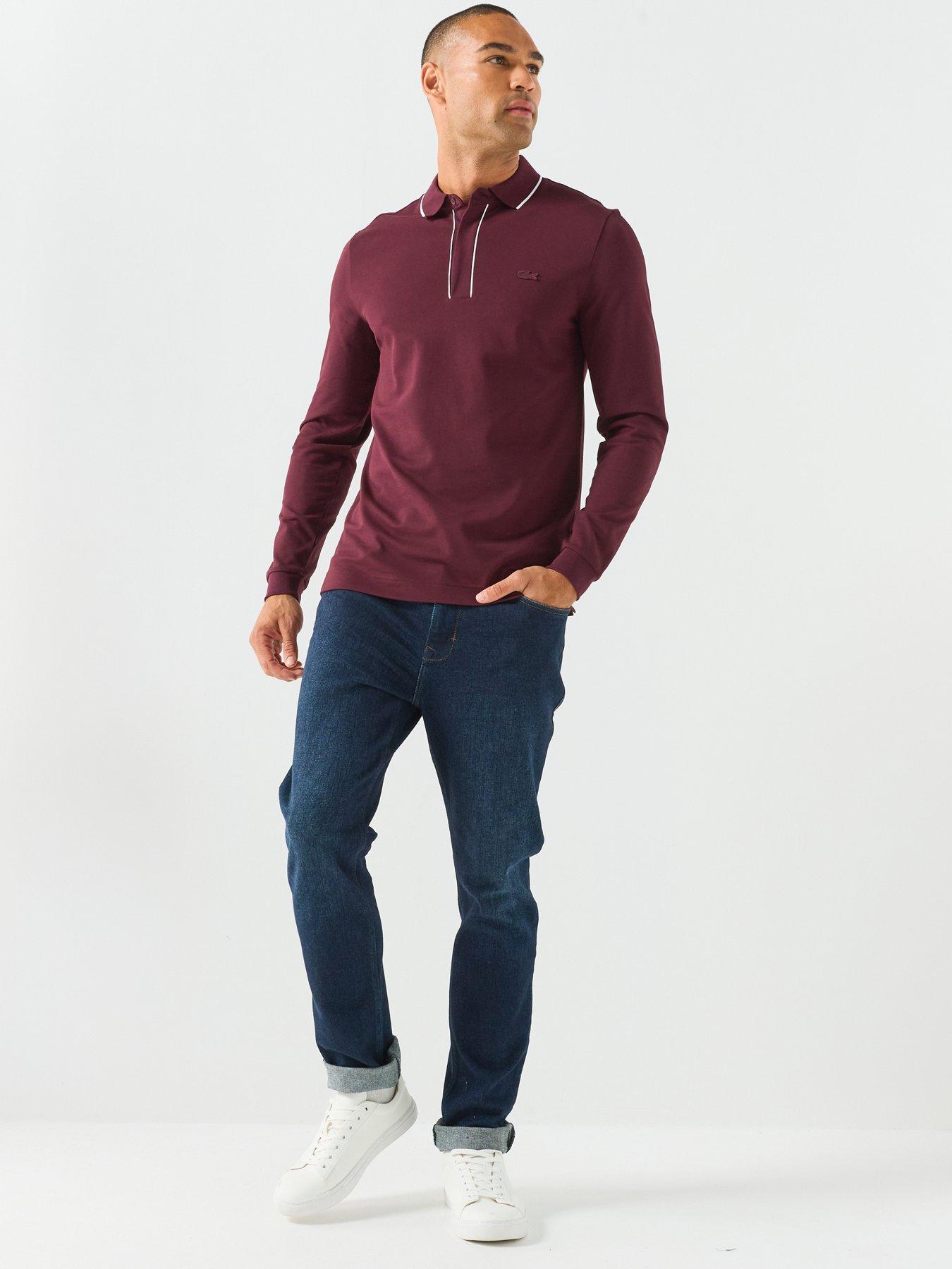 Image 3 of 5 of Lacoste Regular Fit Trim Accent Paris Polo Shirt - Red