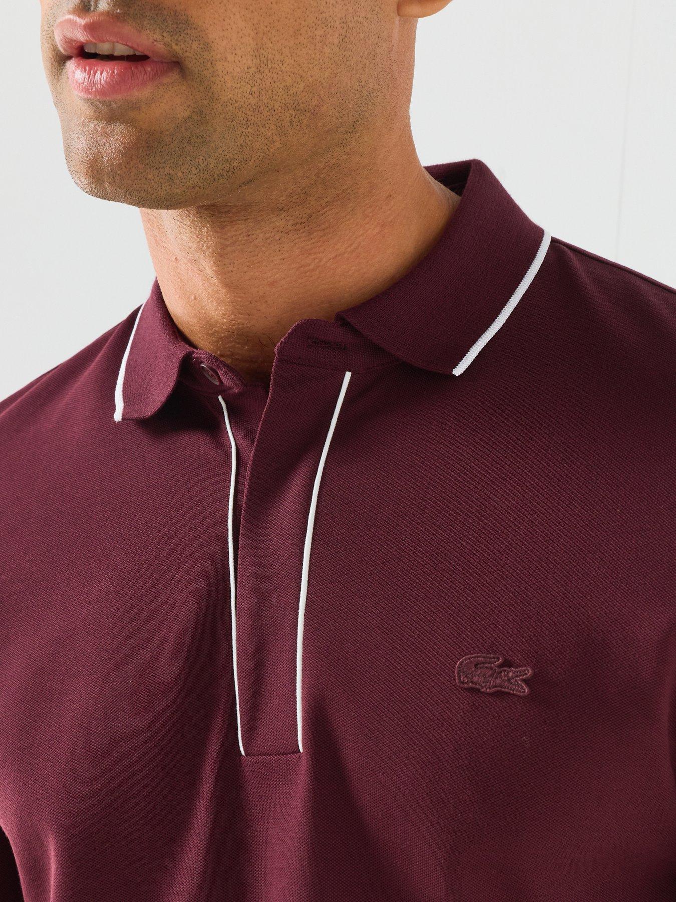 Image 4 of 5 of Lacoste Regular Fit Trim Accent Paris Polo Shirt - Red
