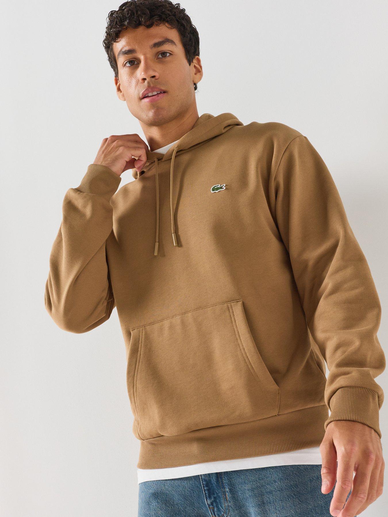 Lacoste Brushed Fleece Jersey Overhead Hoodie - Brown