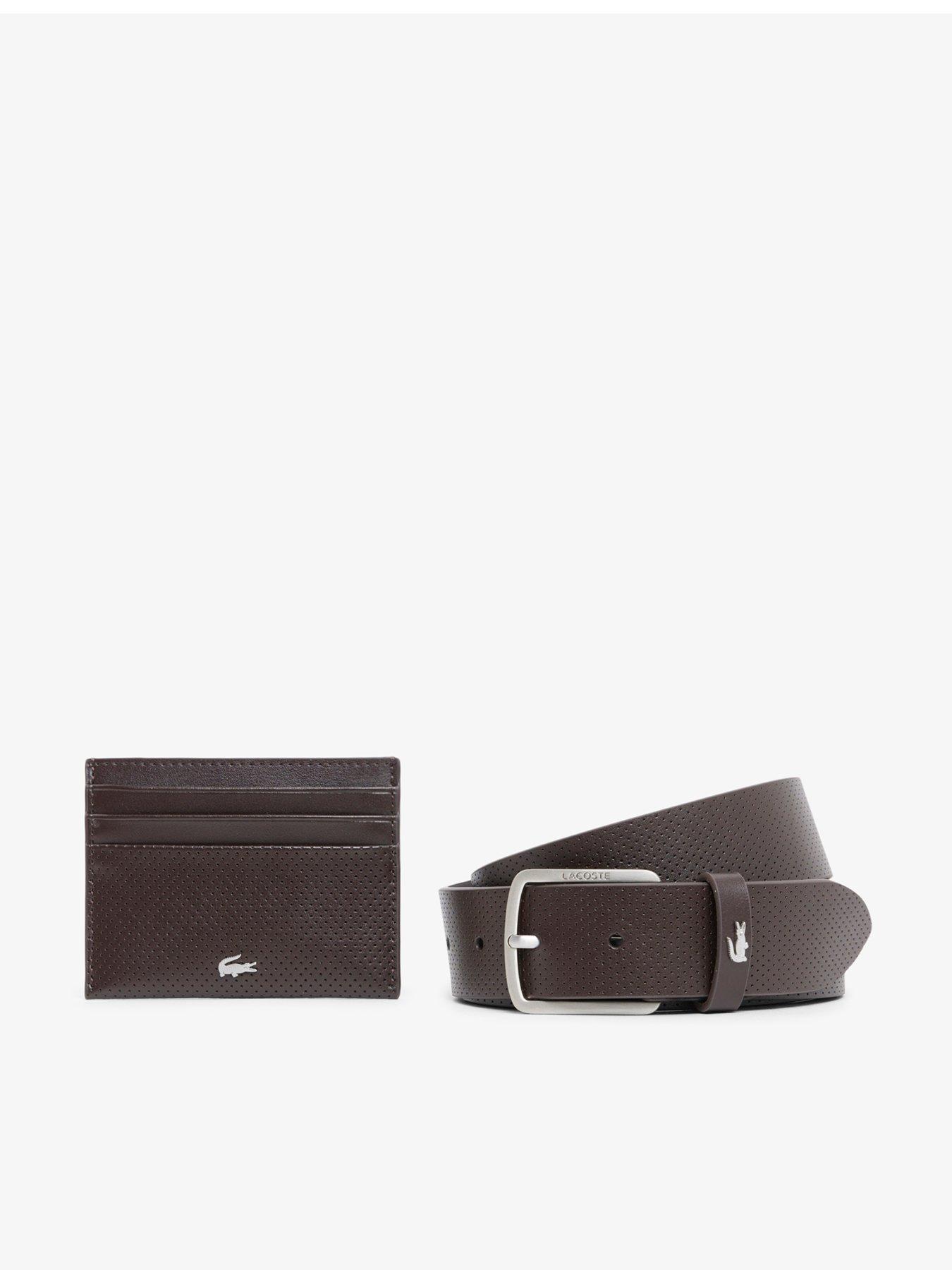 Image 1 of 5 of Lacoste Leather Belt And Card Holder Gift &nbsp;Set - Brown