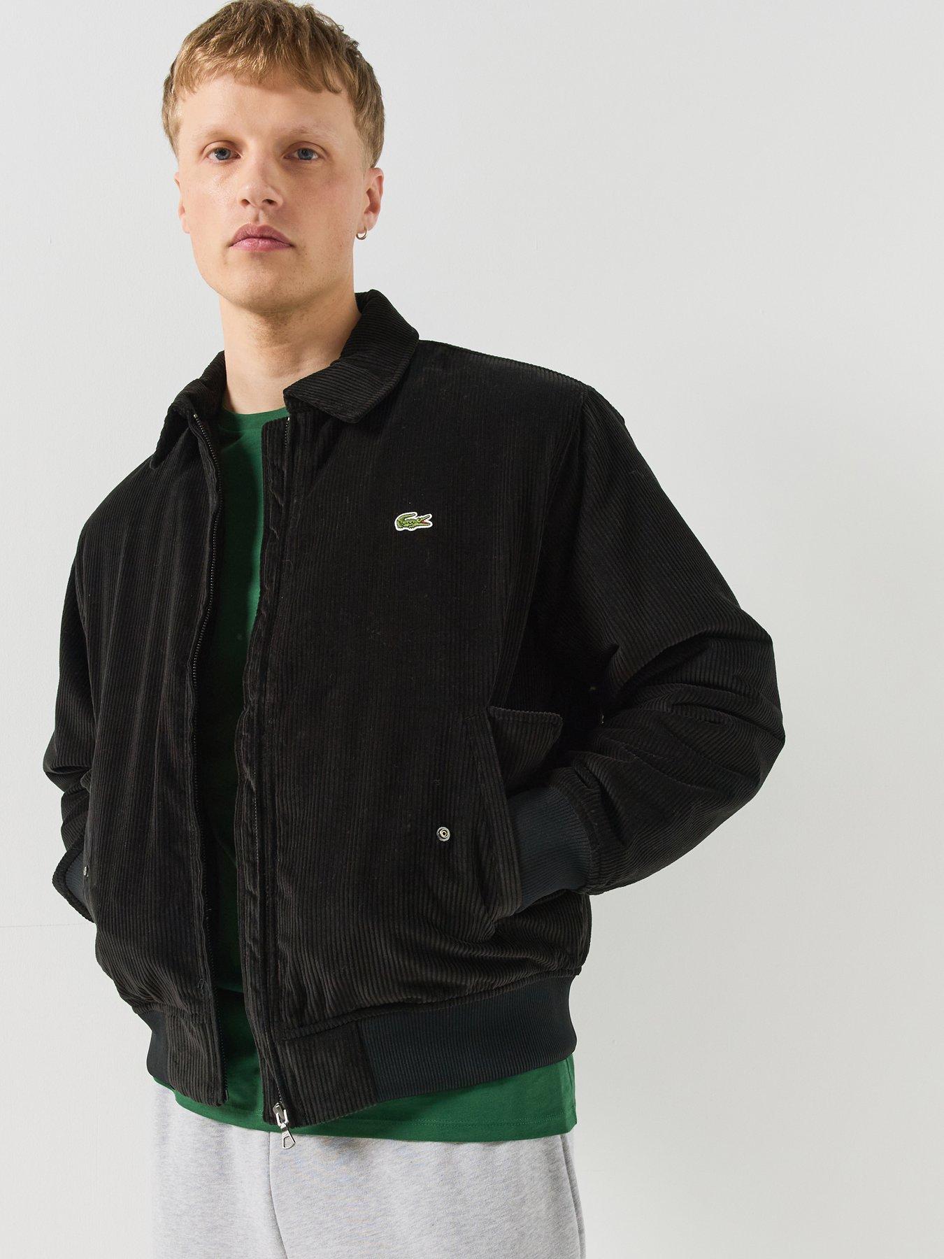 Image 1 of 6 of Lacoste Lacoste Corduroy Funnel Neck Bomber Jacket - Black