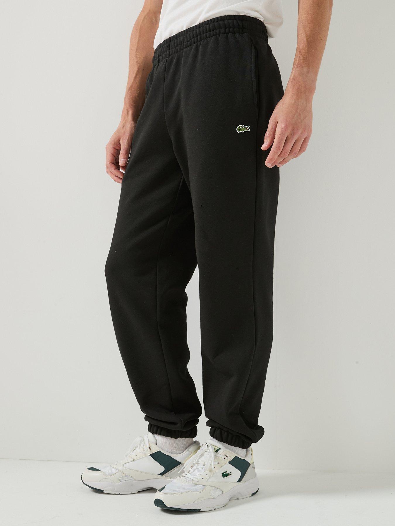 Image 1 of 5 of Lacoste Regular Fit Brushed Fleece Cuffed Joggers - Black