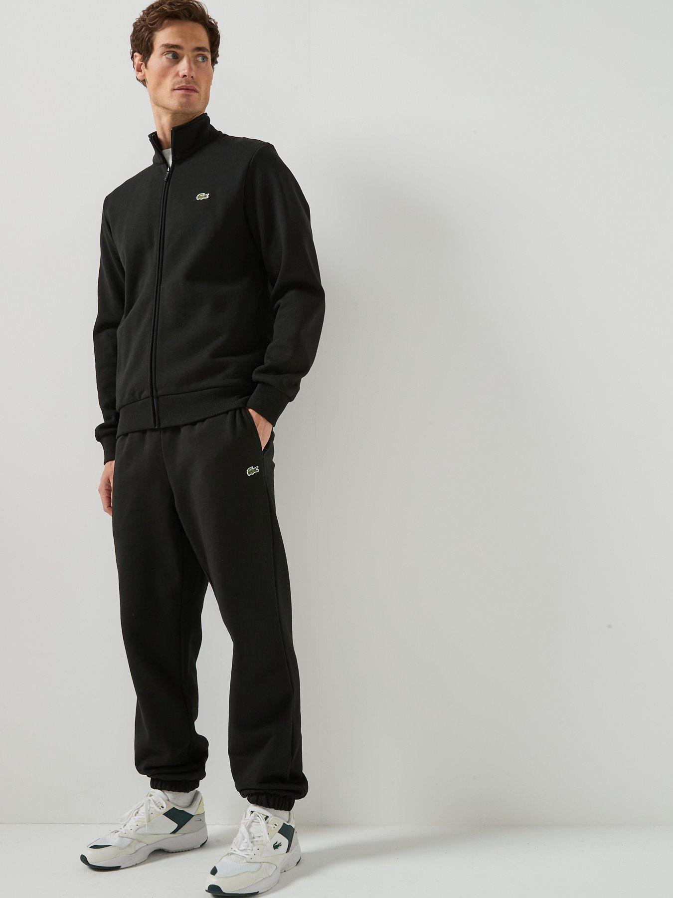 Image 3 of 5 of Lacoste Regular Fit Brushed Fleece Cuffed Joggers - Black
