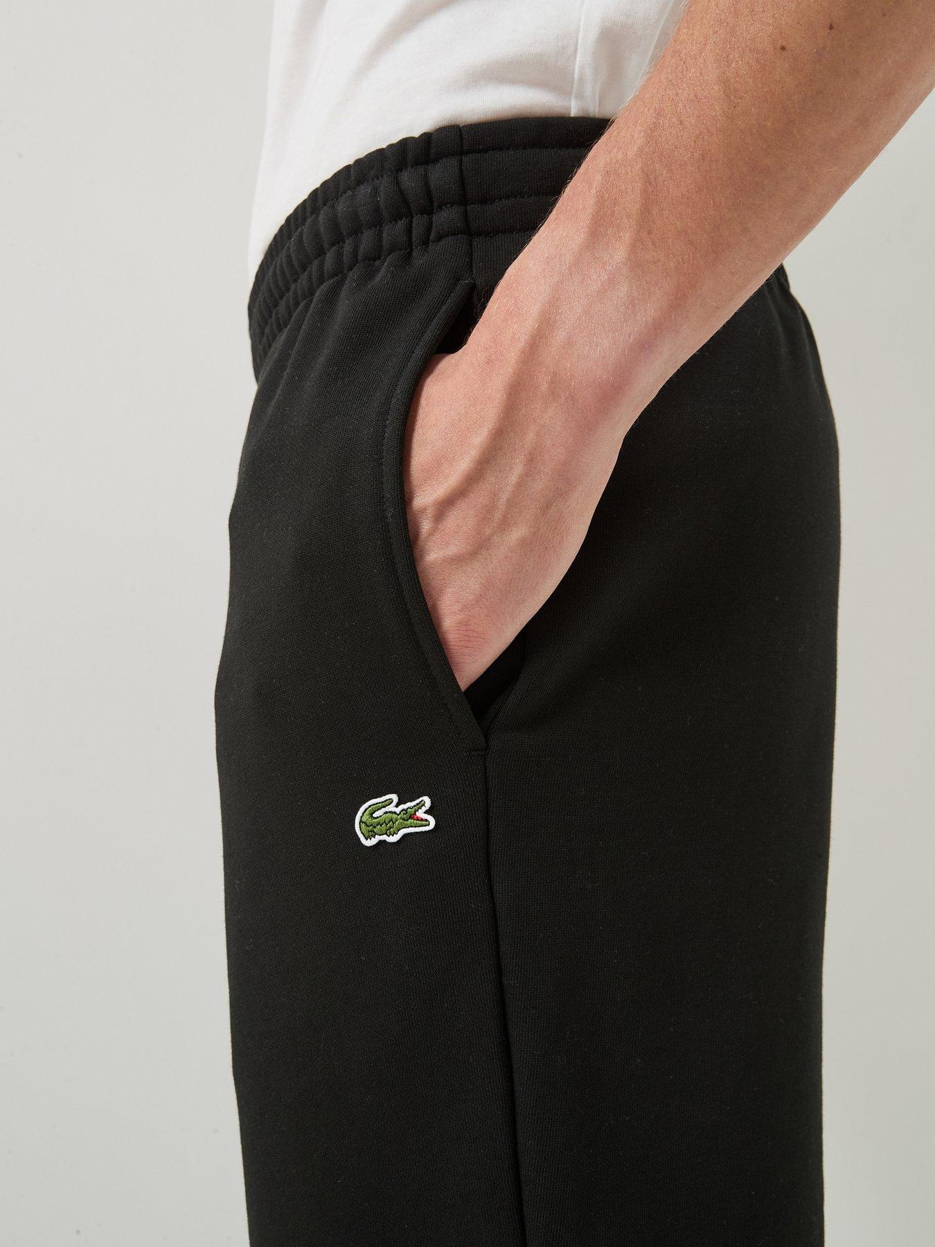 Image 5 of 5 of Lacoste Regular Fit Brushed Fleece Cuffed Joggers - Black