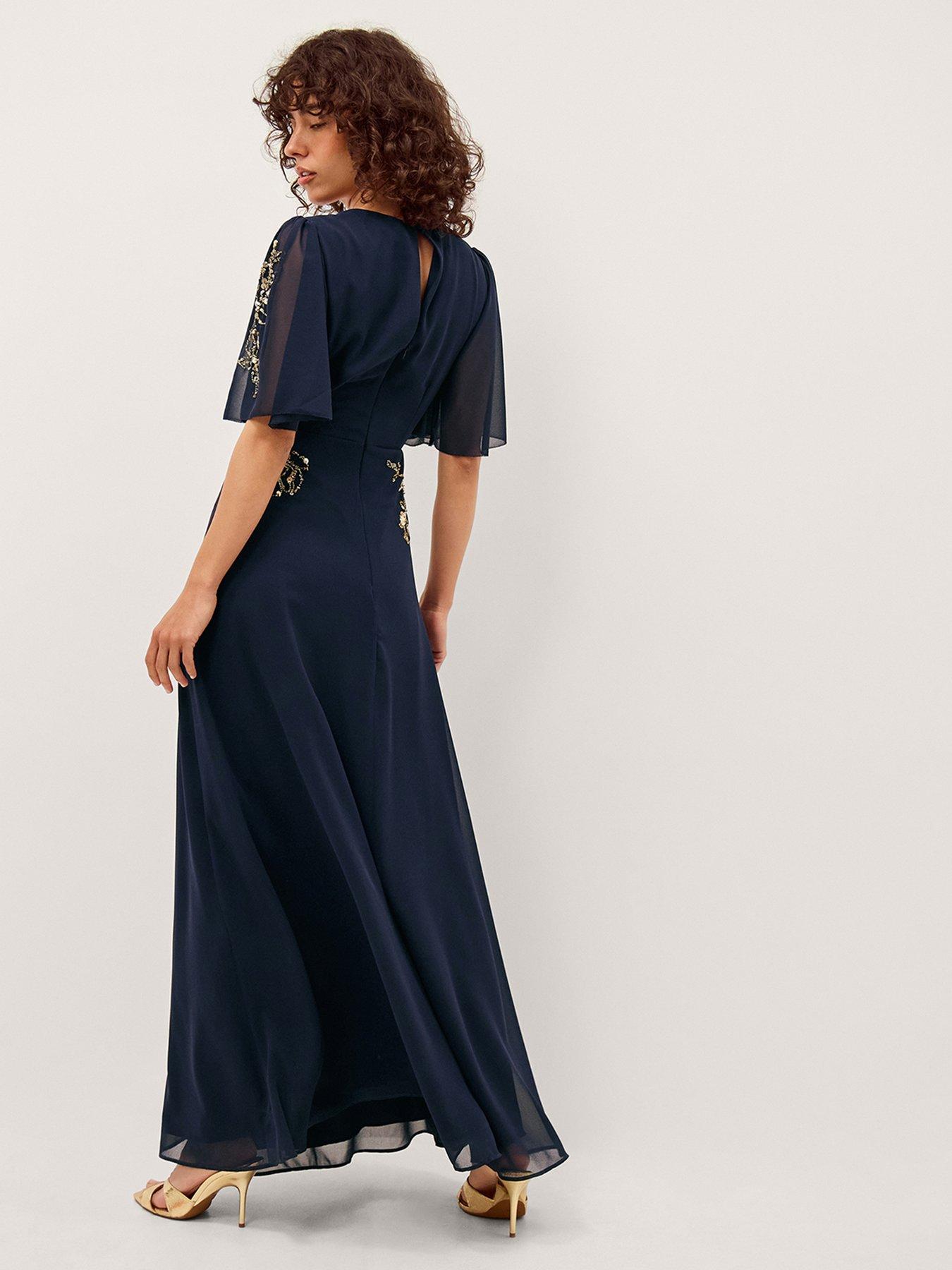 Image 2 of 5 of Monsoon Skyler Floral Embellished Maxi Dress - Blue