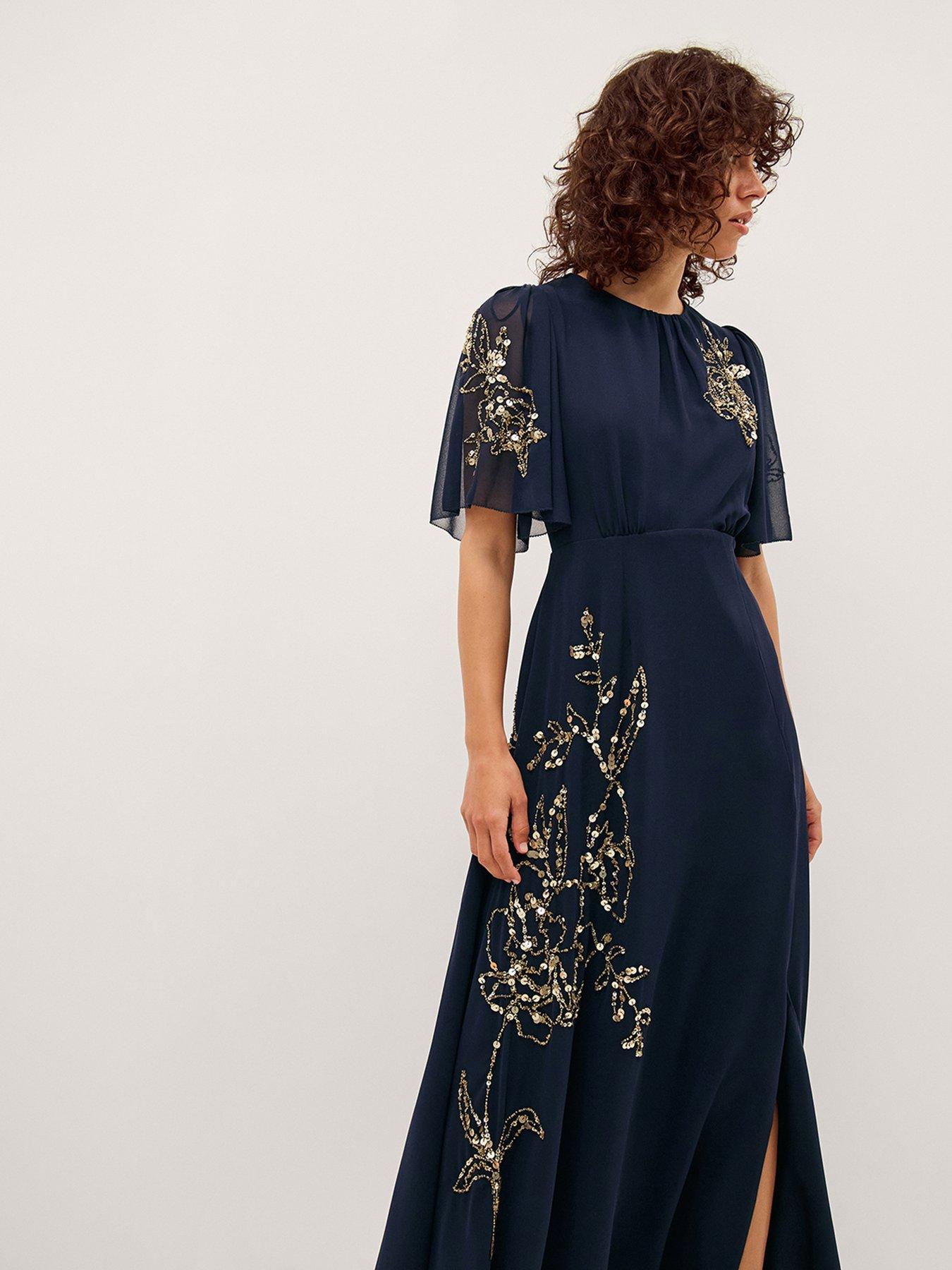 Image 3 of 5 of Monsoon Skyler Floral Embellished Maxi Dress - Blue