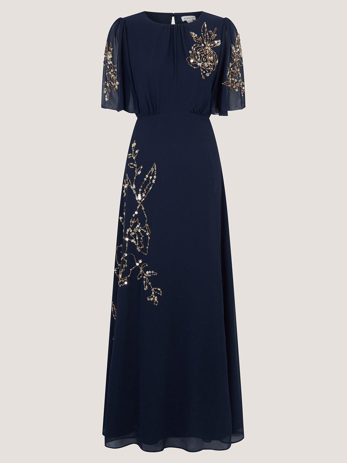 Image 5 of 5 of Monsoon Skyler Floral Embellished Maxi Dress - Blue