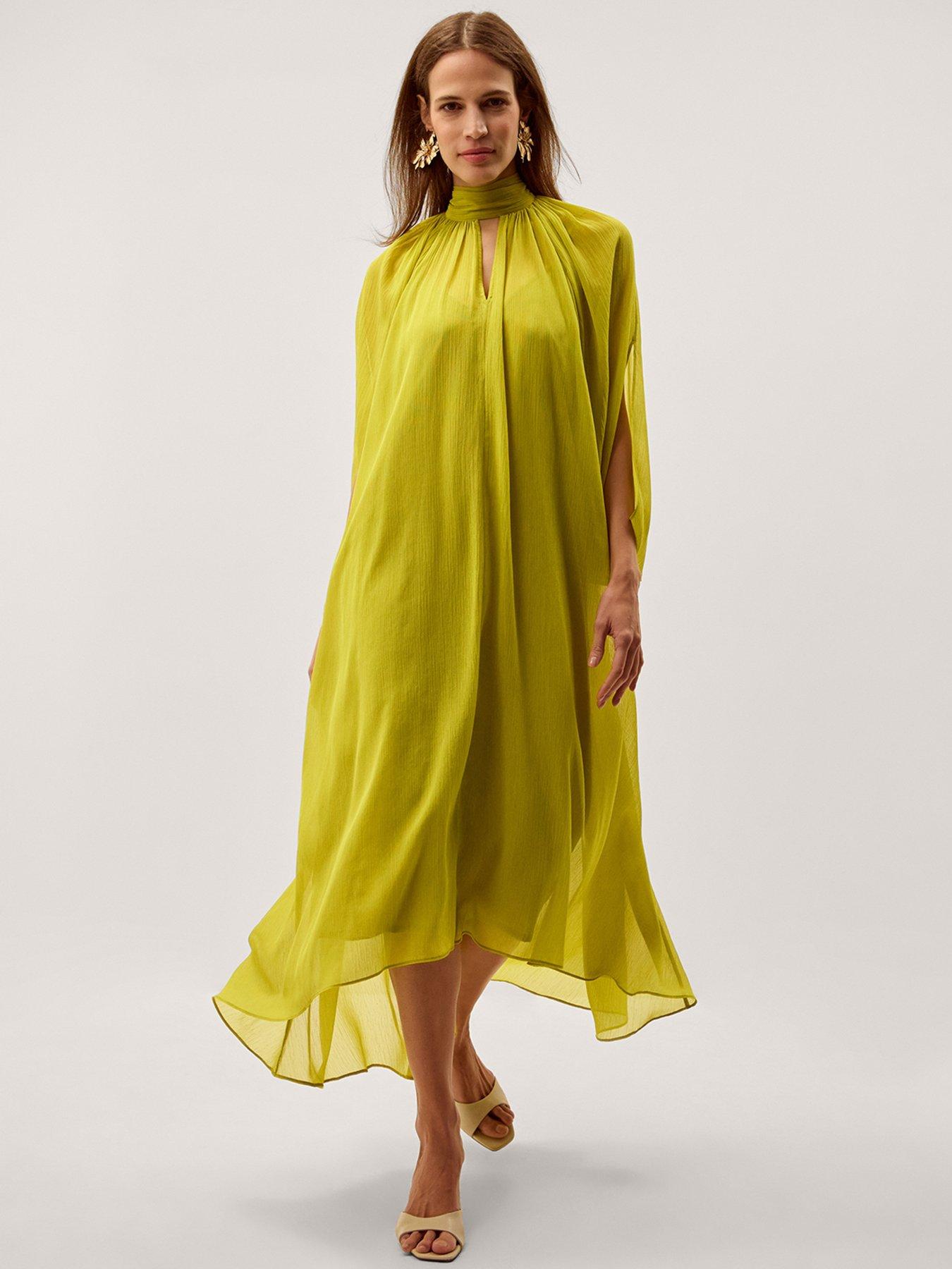 Monsoon Amelia Scarf Neck Cape Midi Dress - Green